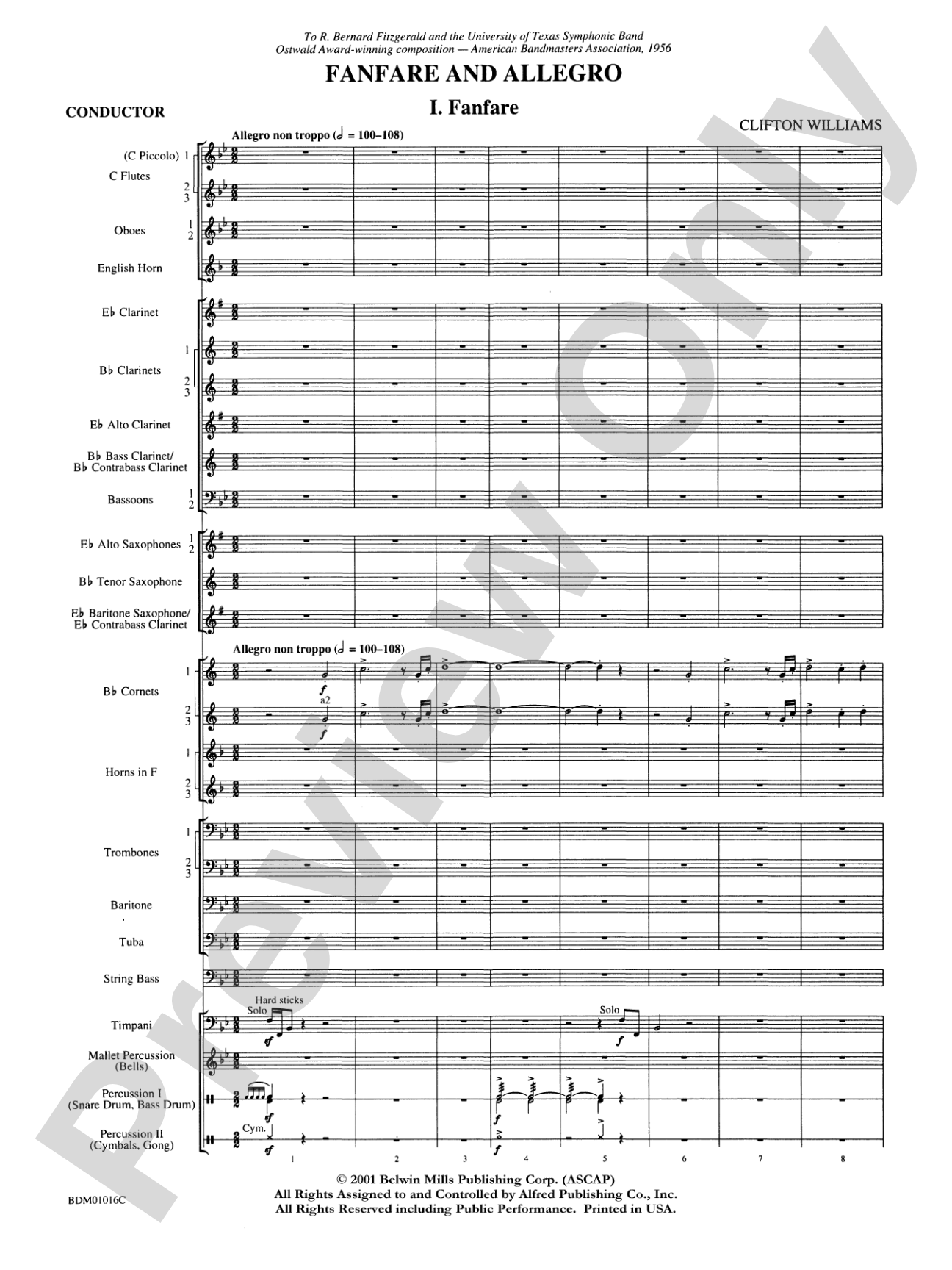 Fanfare and Allegro: Concert Band Conductor Score & Parts