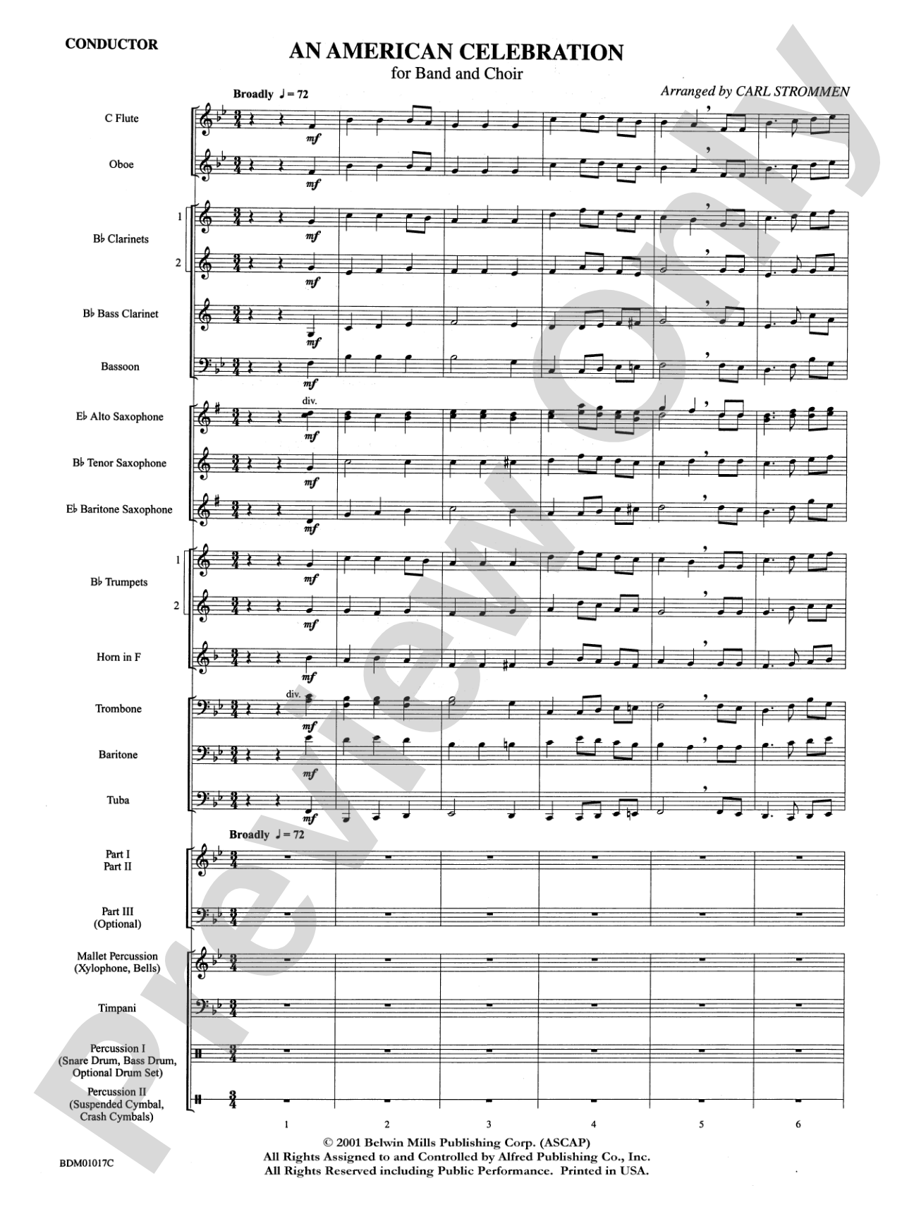 An American Celebration (for Band and Choir): Concert Band Conductor Score & Parts