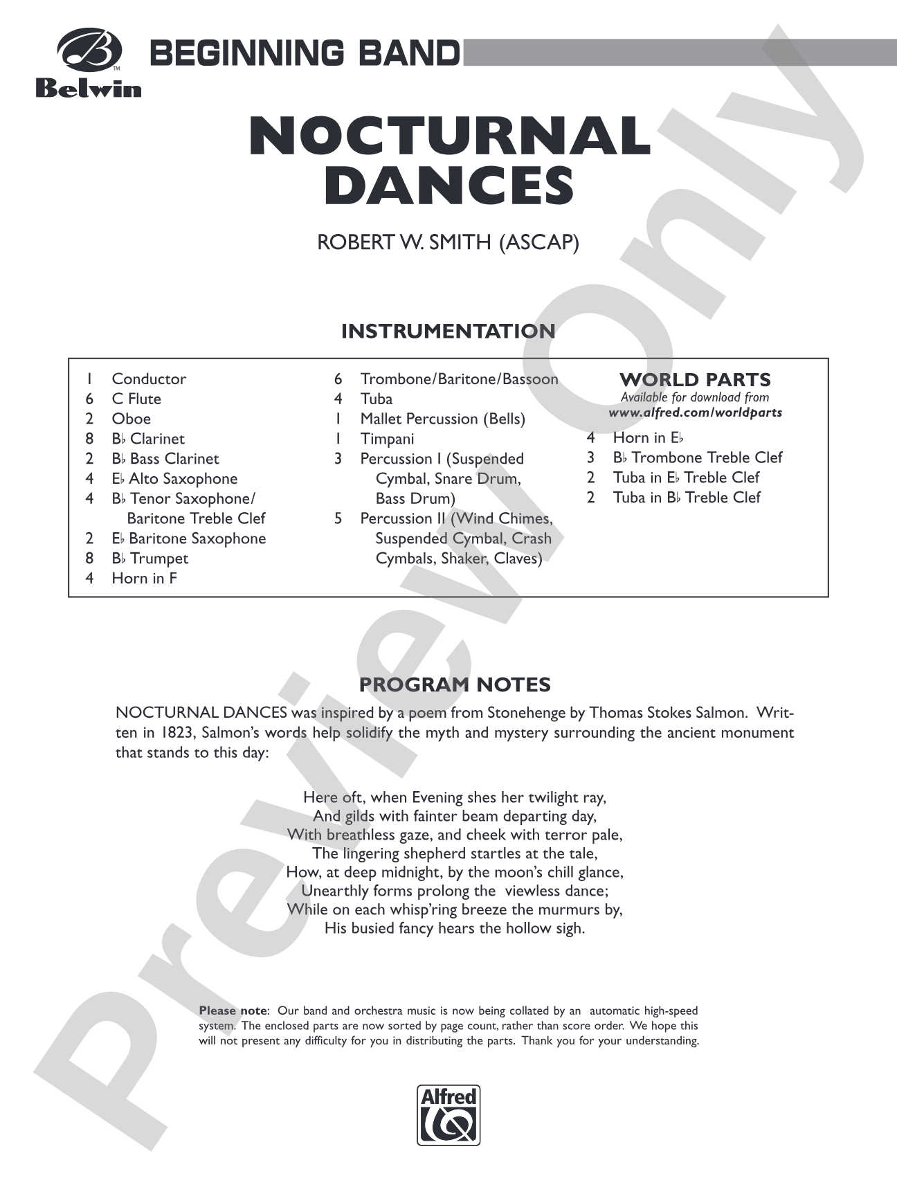 Nocturnal Dances: Concert Band Conductor Score & Parts