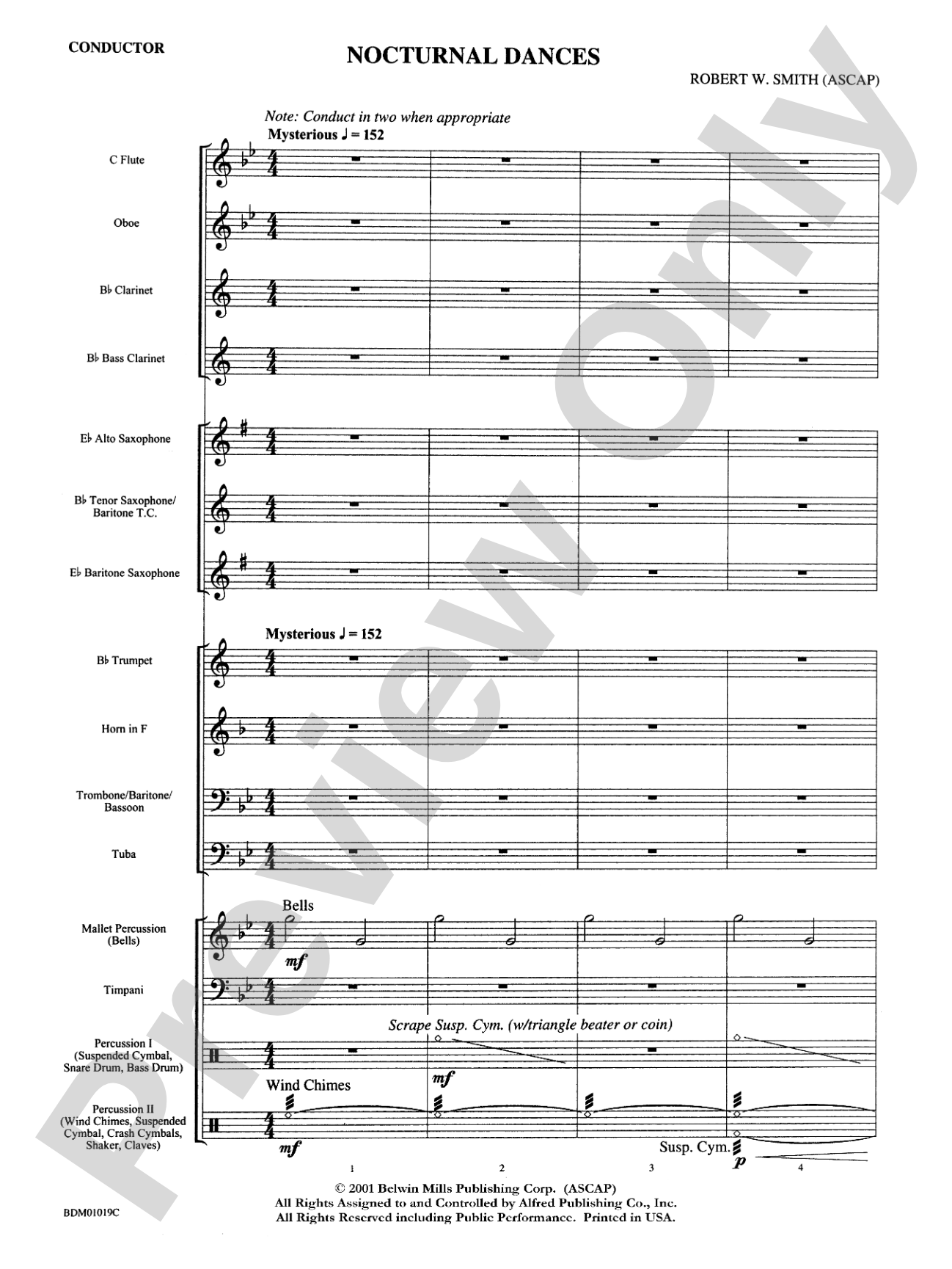 Nocturnal Dances: Concert Band Conductor Score & Parts
