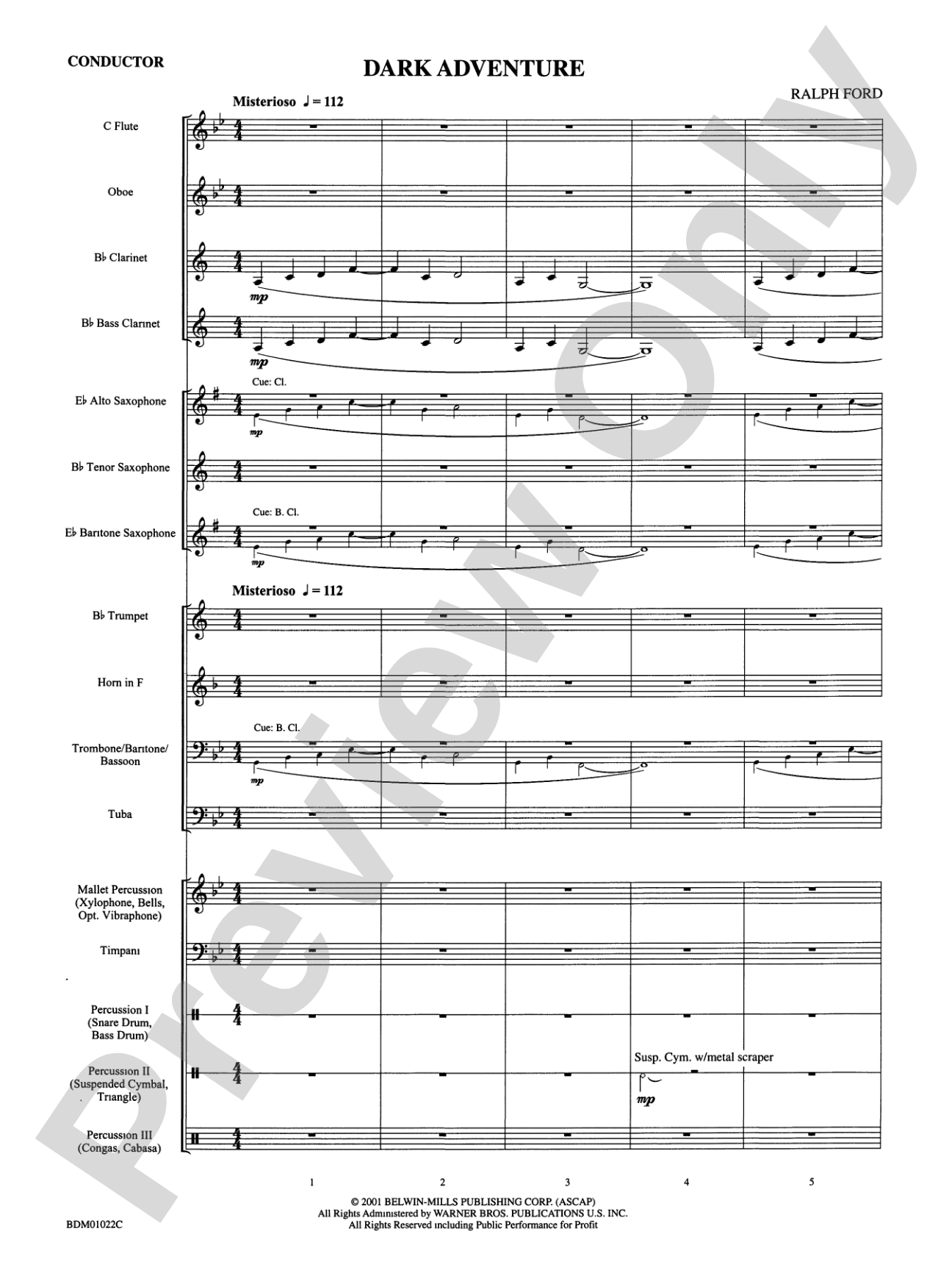 Dark Adventure: Concert Band Conductor Score & Parts