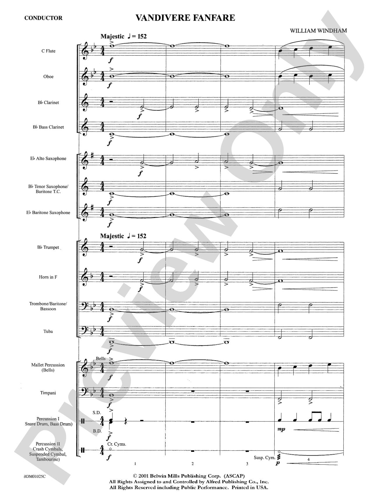 Vandivere Fanfare: Concert Band Conductor Score & Parts