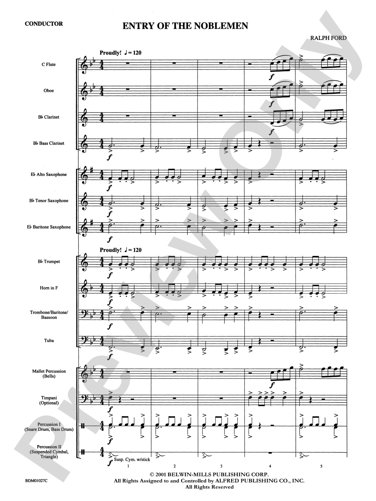 Entry of the Noblemen: Concert Band Conductor Score & Parts