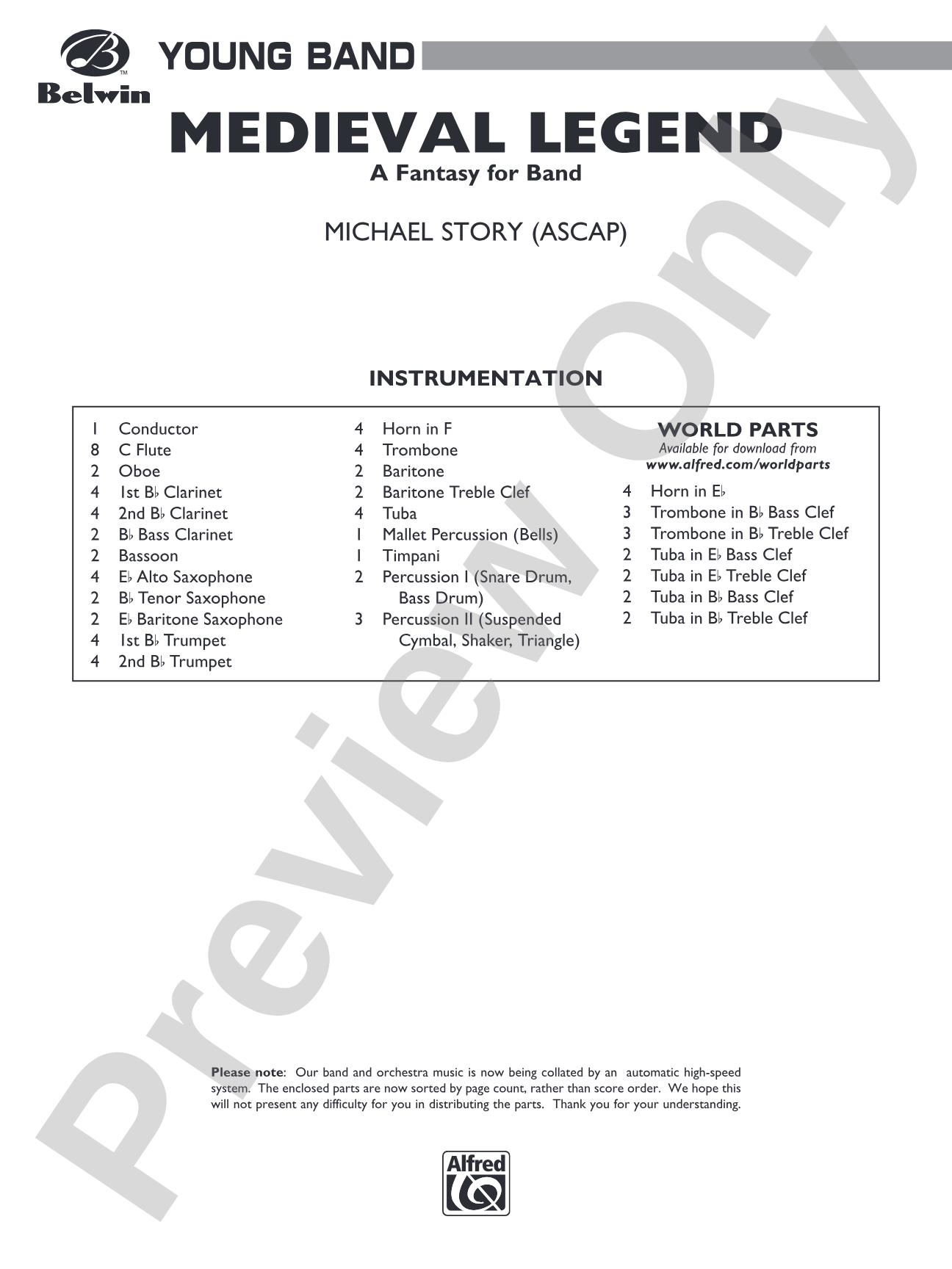 Medieval Legend (A Fantasy for Band): Concert Band Conductor Score & Parts