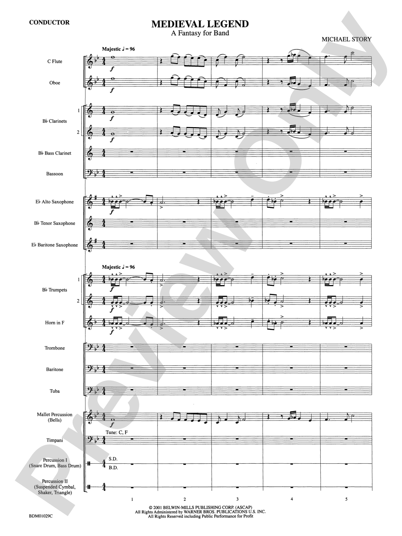 Medieval Legend (A Fantasy for Band): Concert Band Conductor Score & Parts