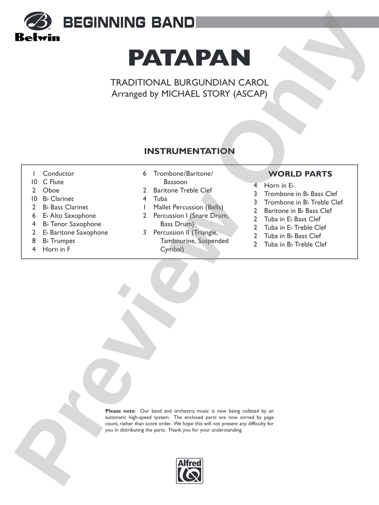 Patapan: Concert Band Conductor Score & Parts