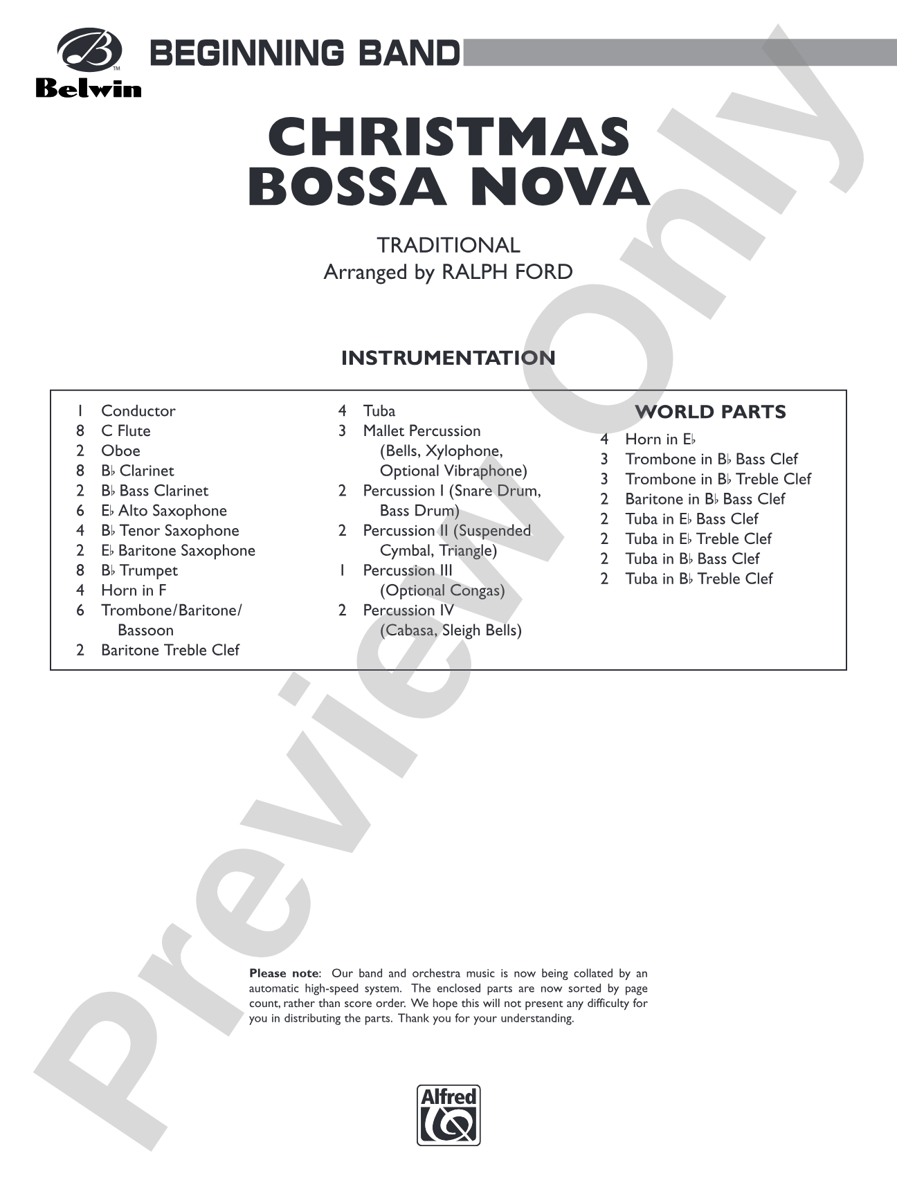 Christmas Bossa Nova: Concert Band Conductor Score & Parts