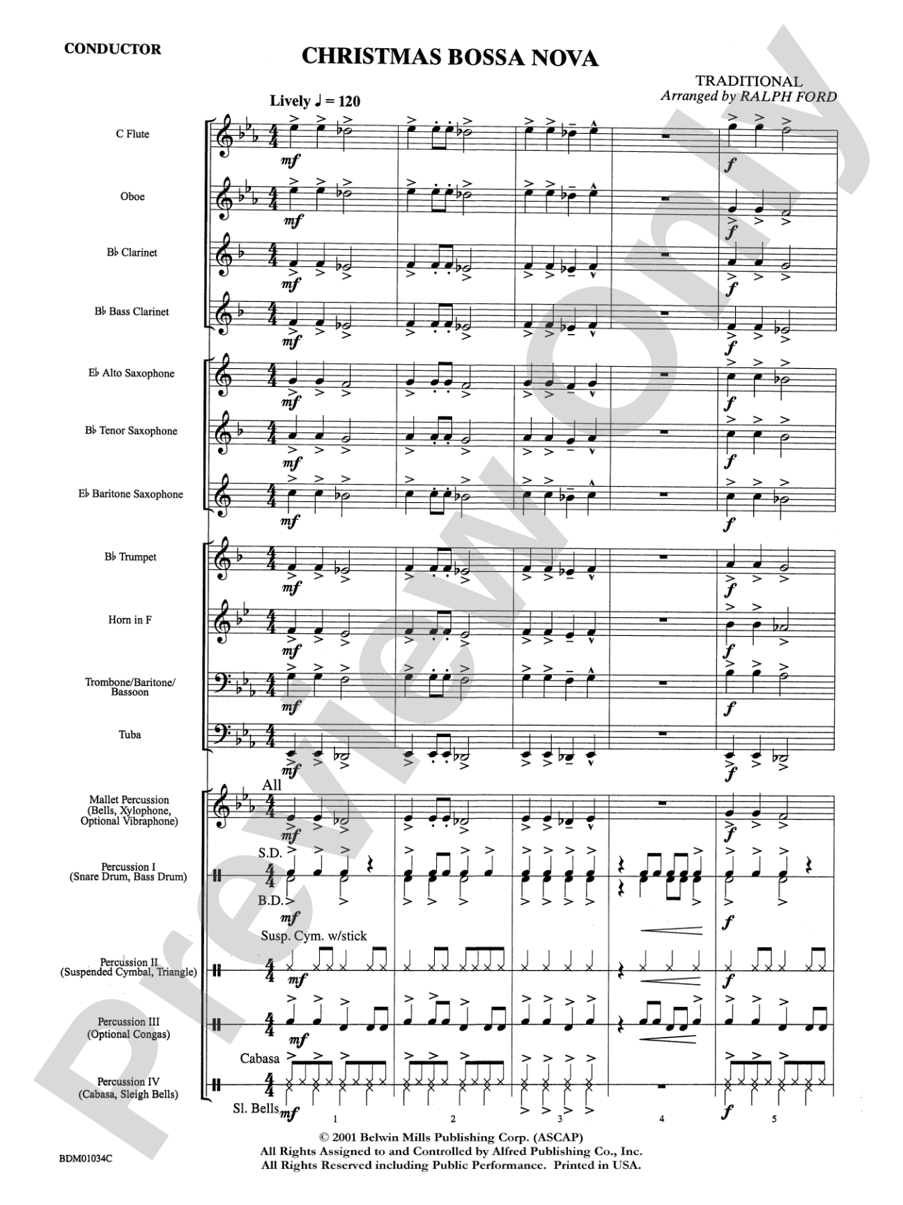 Christmas Bossa Nova: Concert Band Conductor Score & Parts
