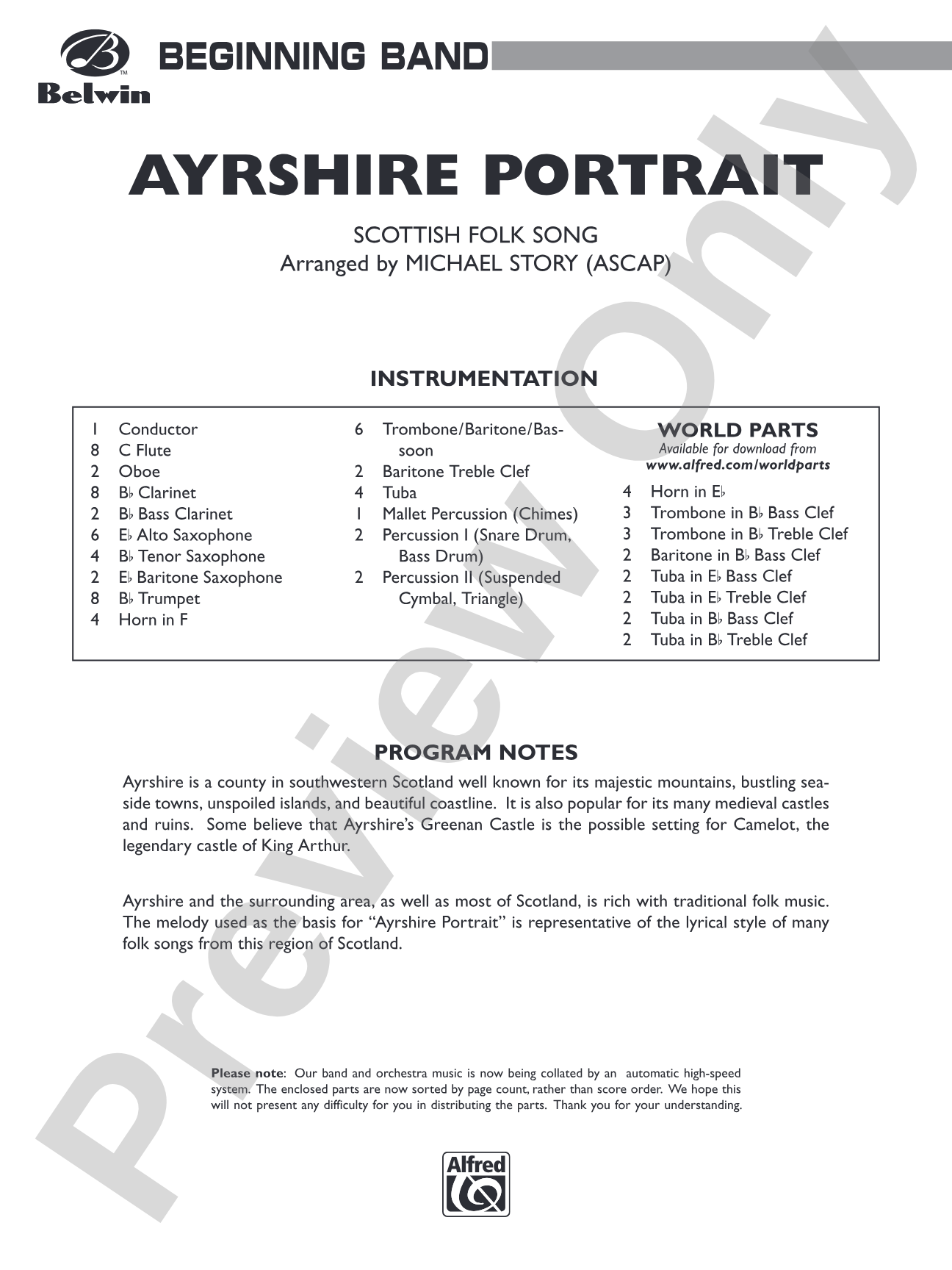 Ayrshire Portrait: Concert Band Conductor Score & Parts