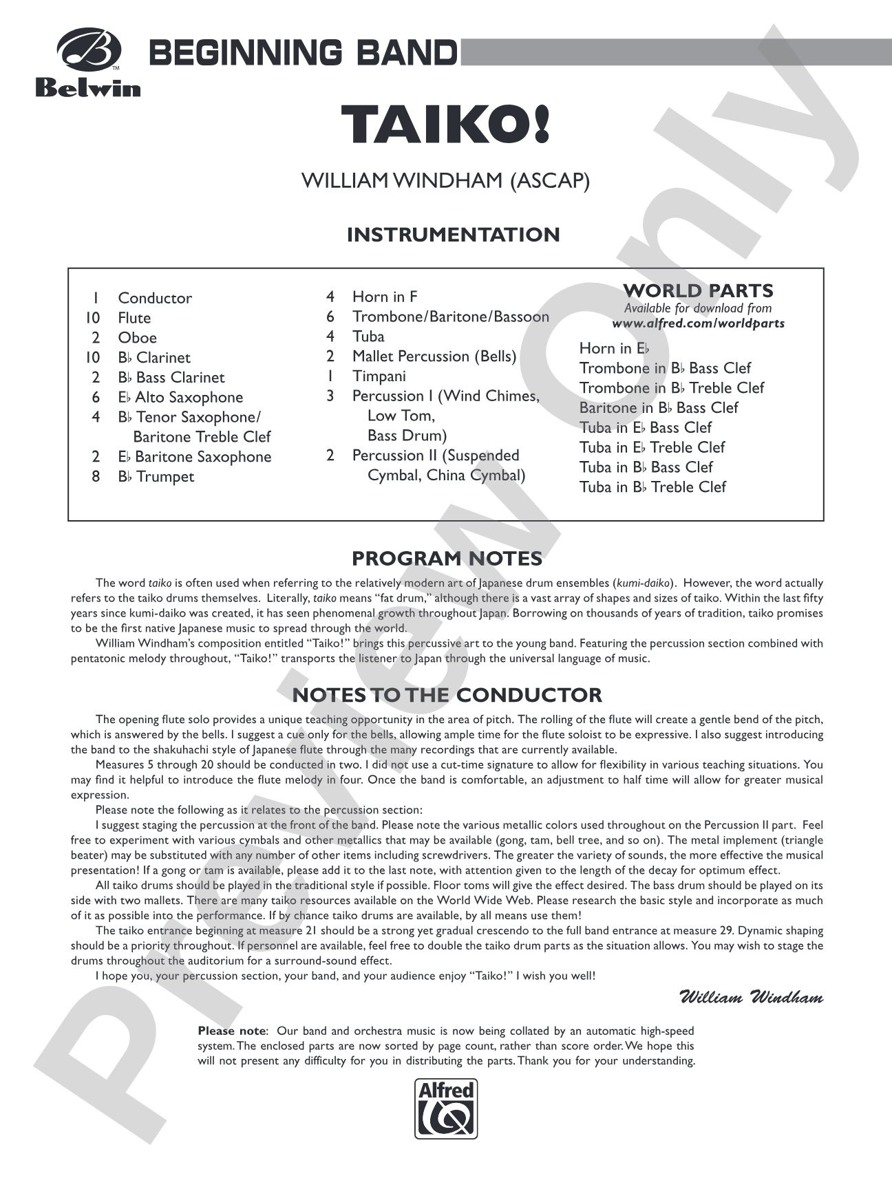 Taiko!: Concert Band Conductor Score & Parts
