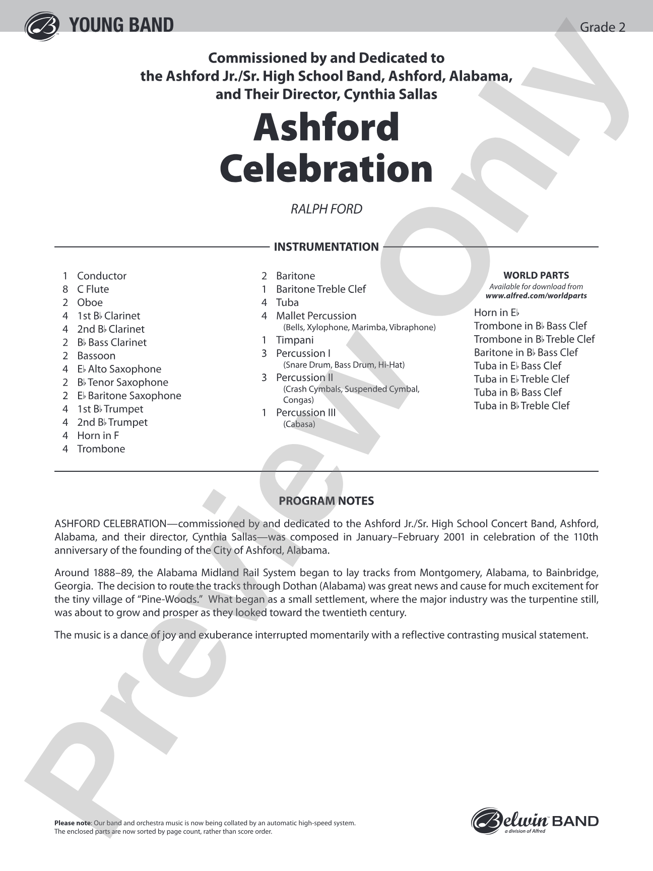Ashford Celebration: Concert Band Conductor Score & Parts