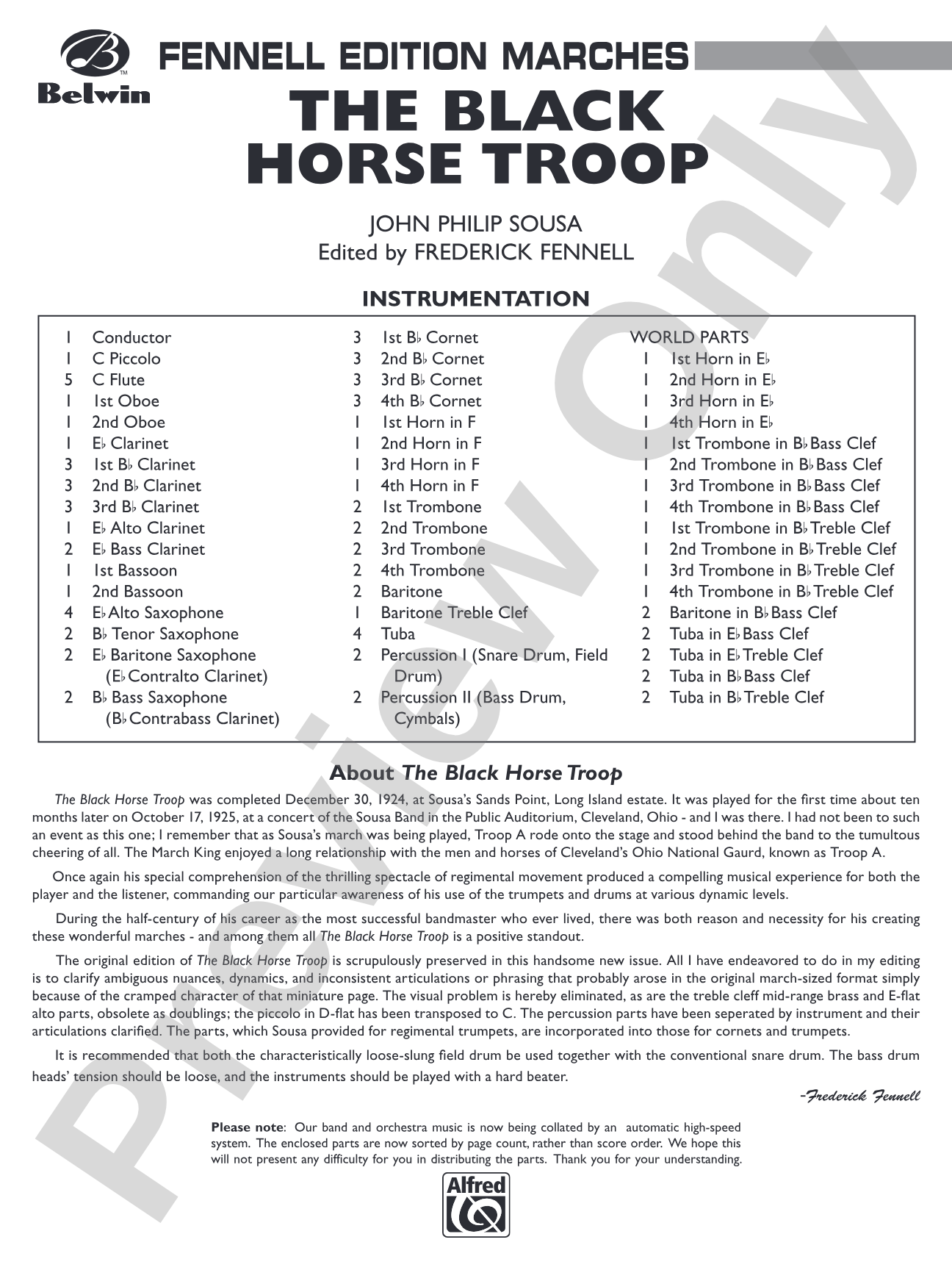 Black Horse Troop: Concert Band Conductor Score & Parts