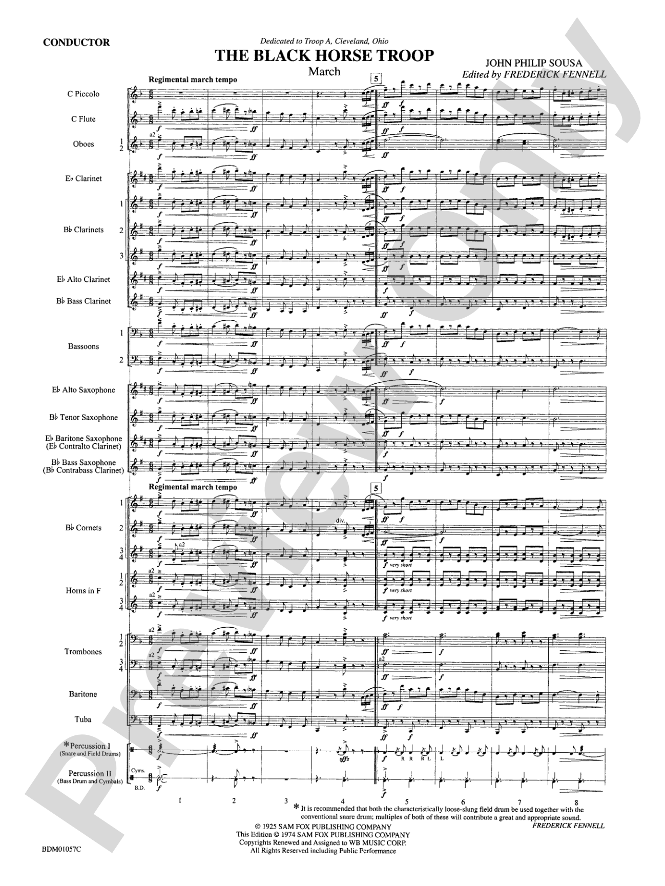 Black Horse Troop: Concert Band Conductor Score & Parts