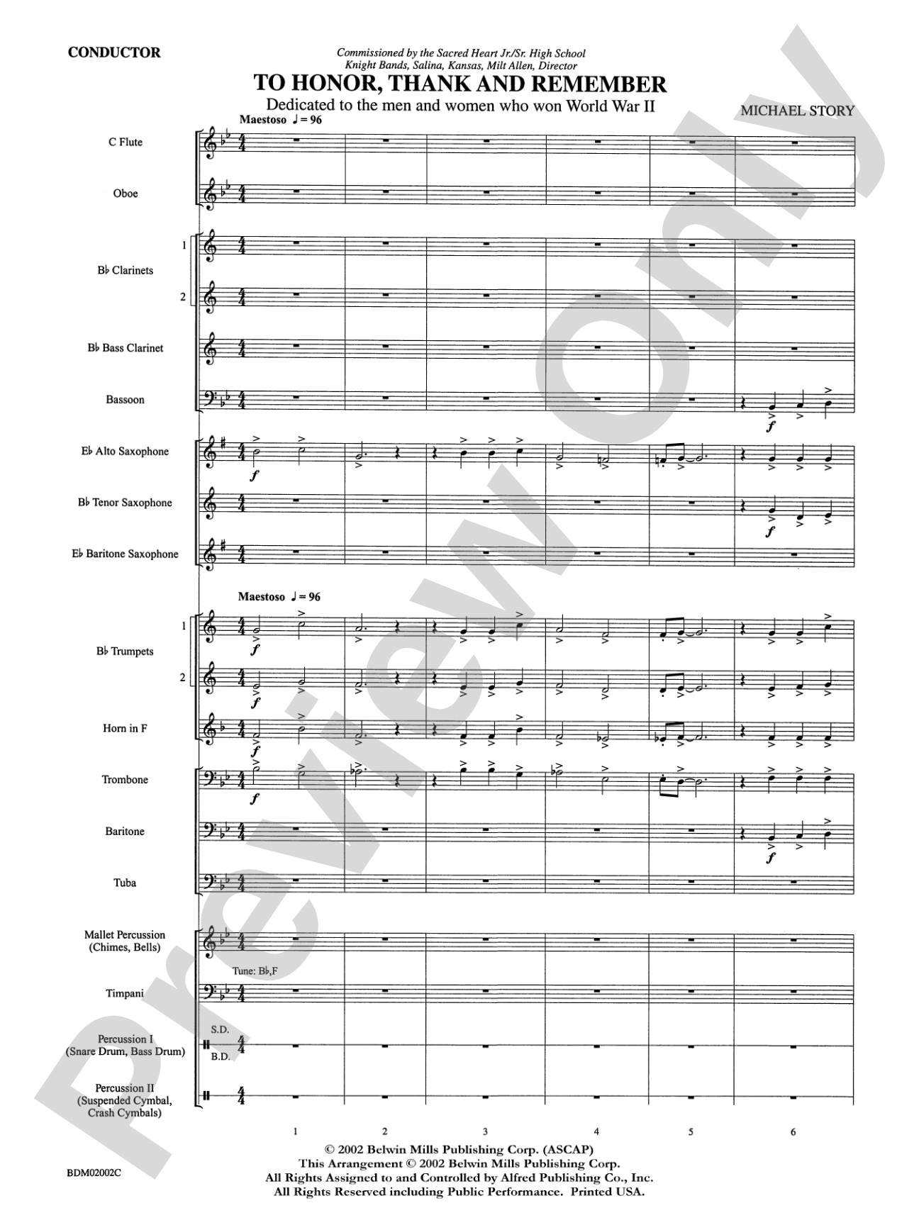 To Honor, Thank and Remember: Concert Band Conductor Score & Parts