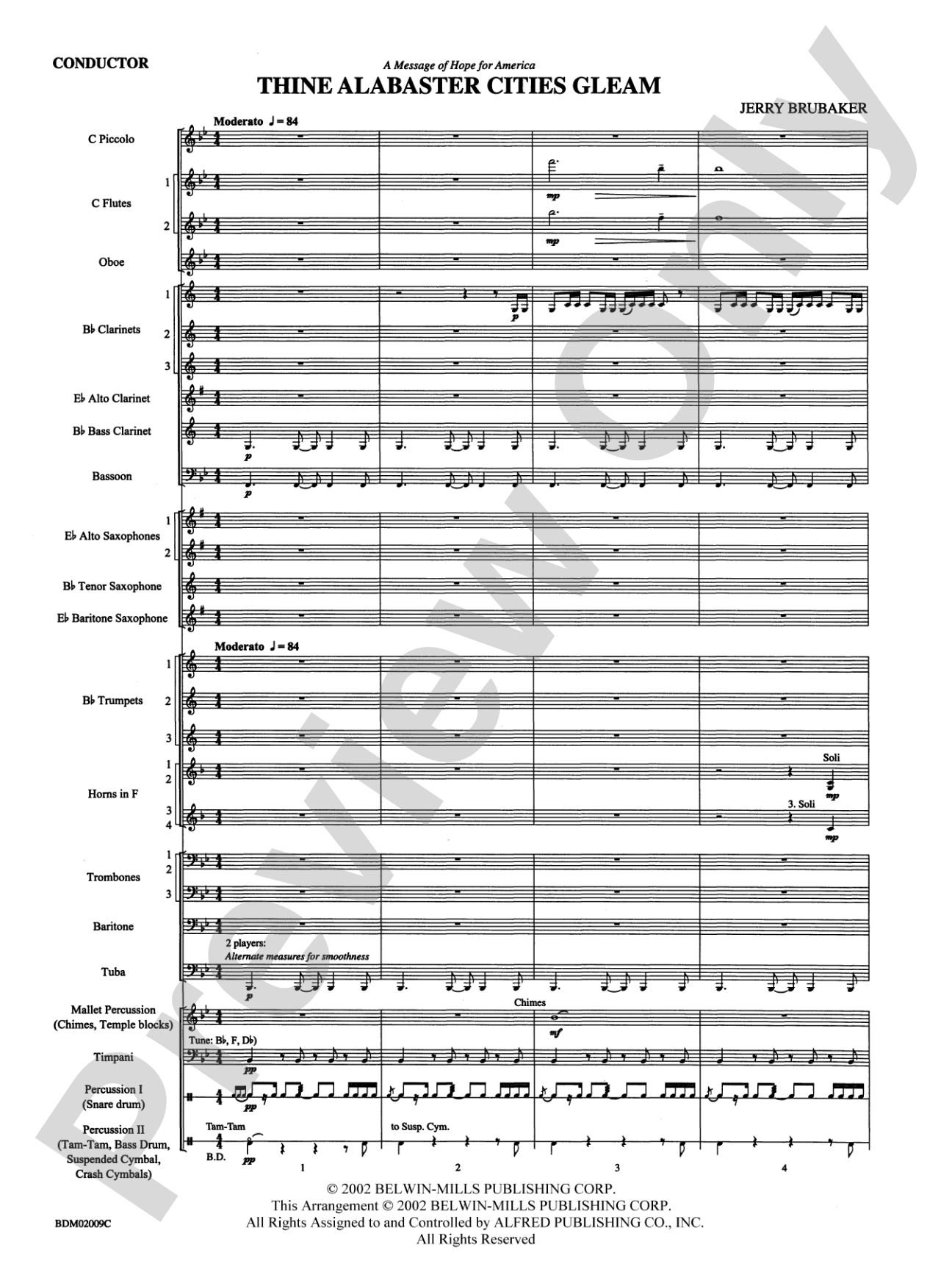 Thine Alabaster Cities Gleam (A Message of Hope for America): Concert Band Conductor Score & Parts