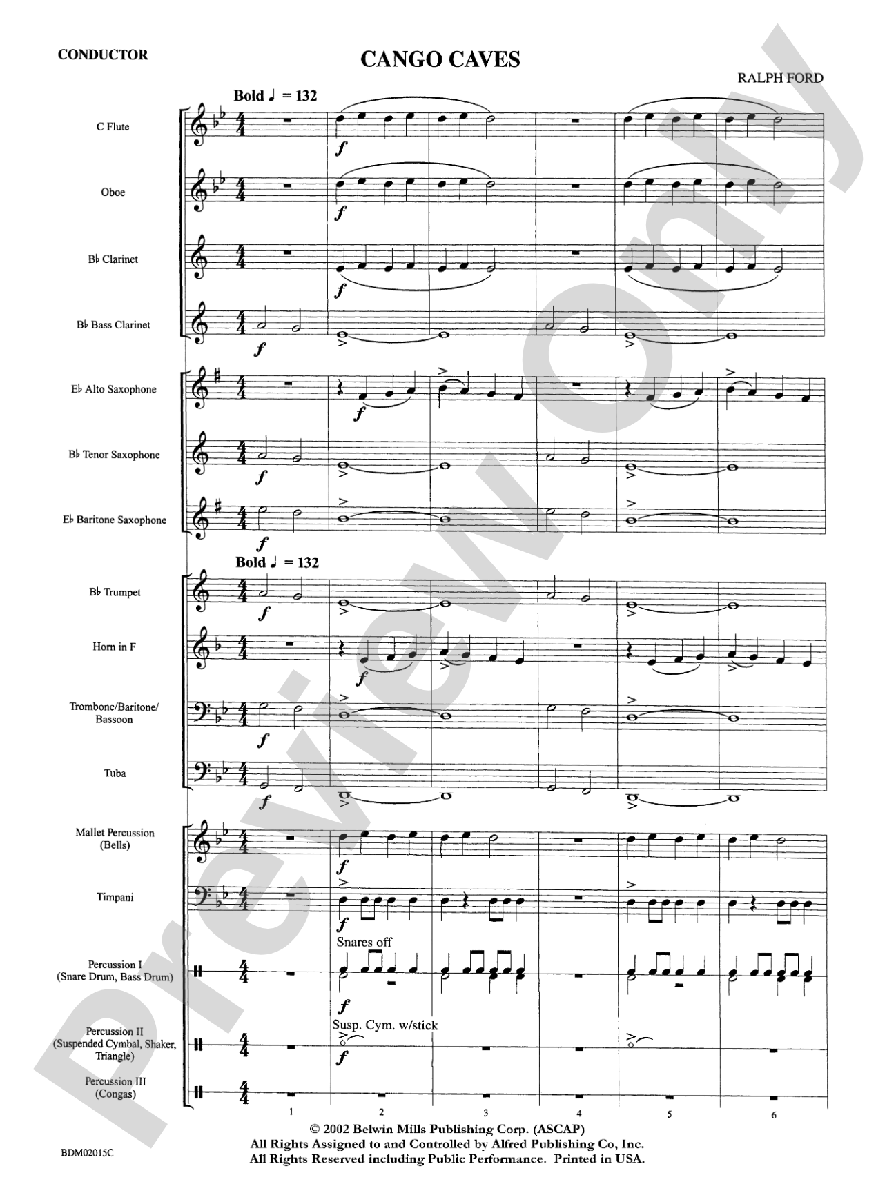 Cango Caves: Concert Band Conductor Score & Parts