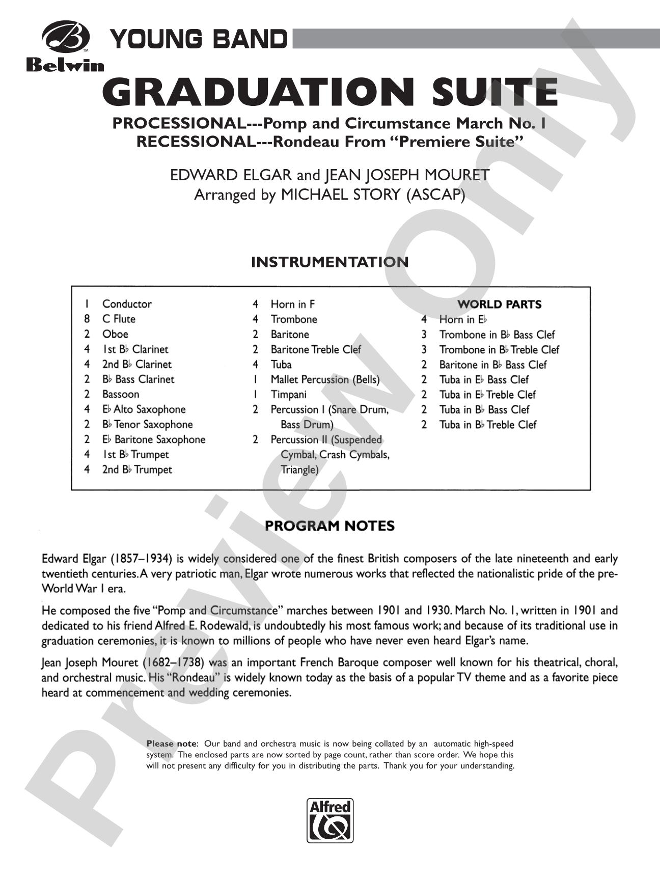 Graduation Suite (Processional: Pomp and Circumstance March No. 1 / Recessional: Rondeau from Premiere Suite): Concert Band Conductor Score & Parts
