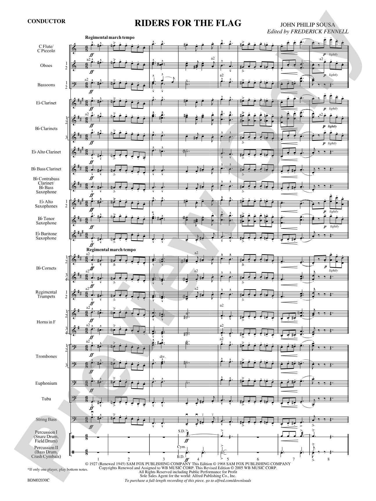 Riders for the Flag: Concert Band Conductor Score & Parts