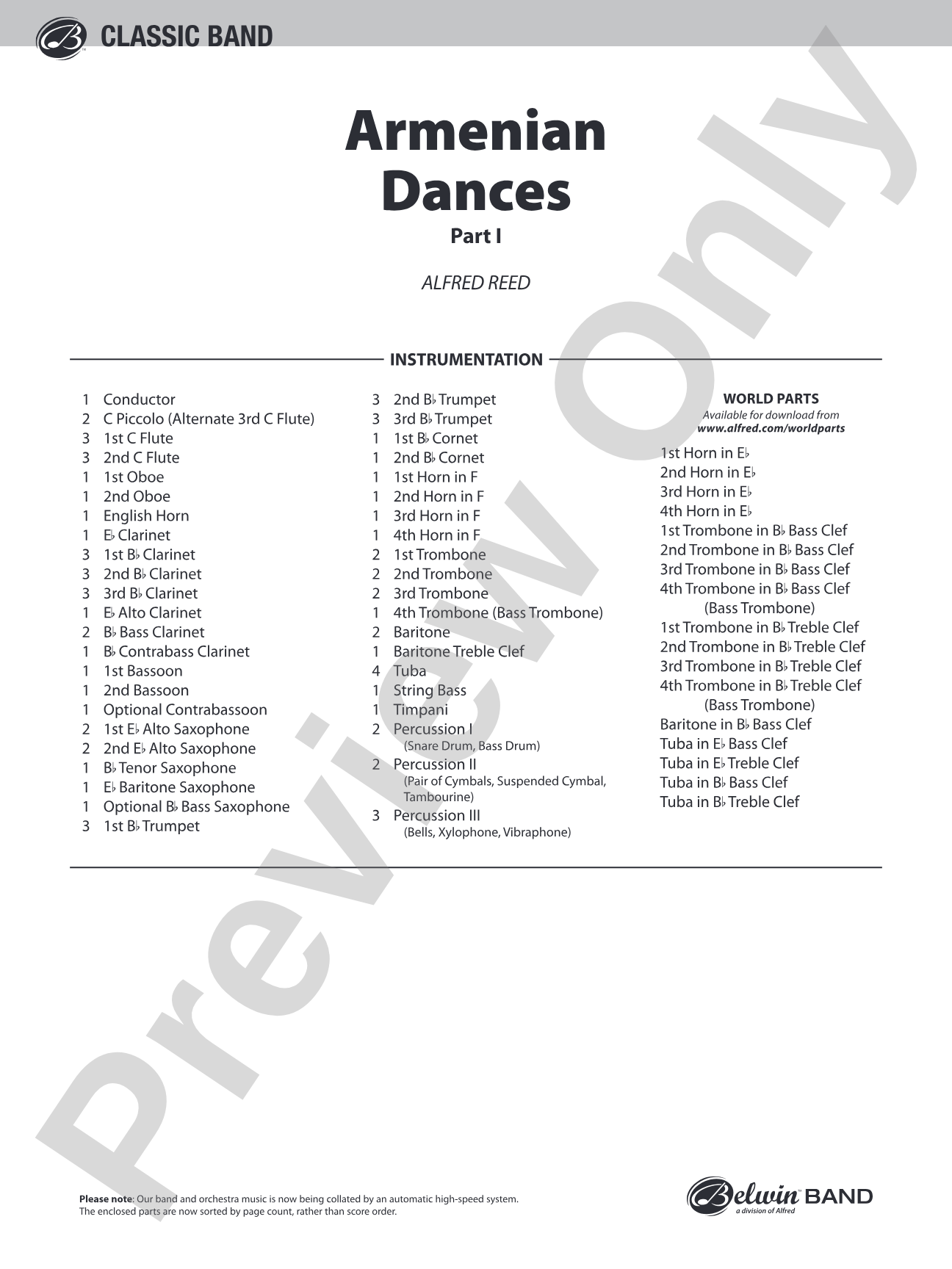 Armenian Dances, Part I: Concert Band Conductor Score & Parts