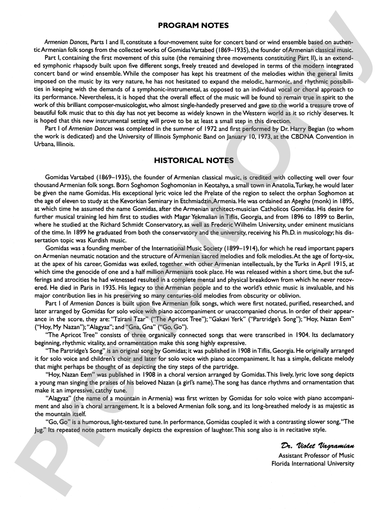 Armenian Dances, Part I: Concert Band Conductor Score & Parts