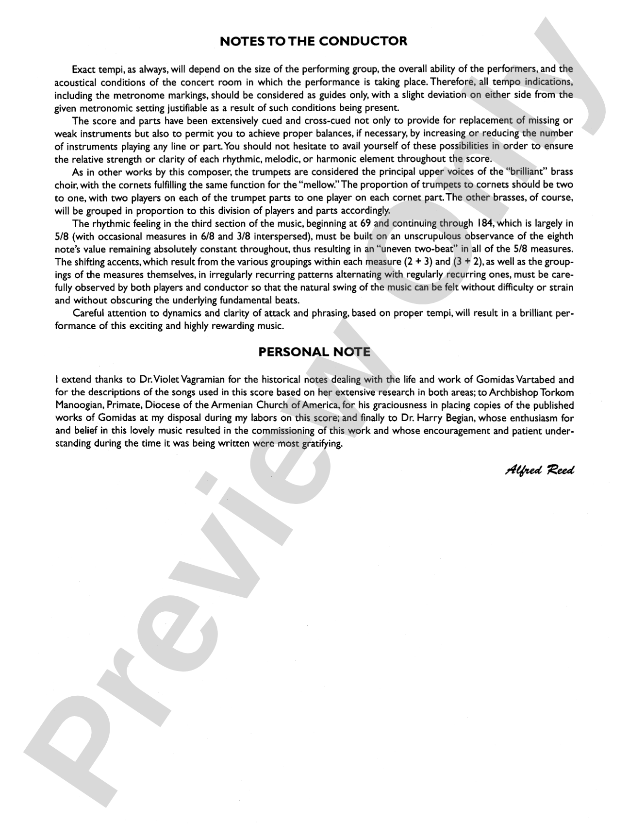 Armenian Dances, Part I: Concert Band Conductor Score & Parts