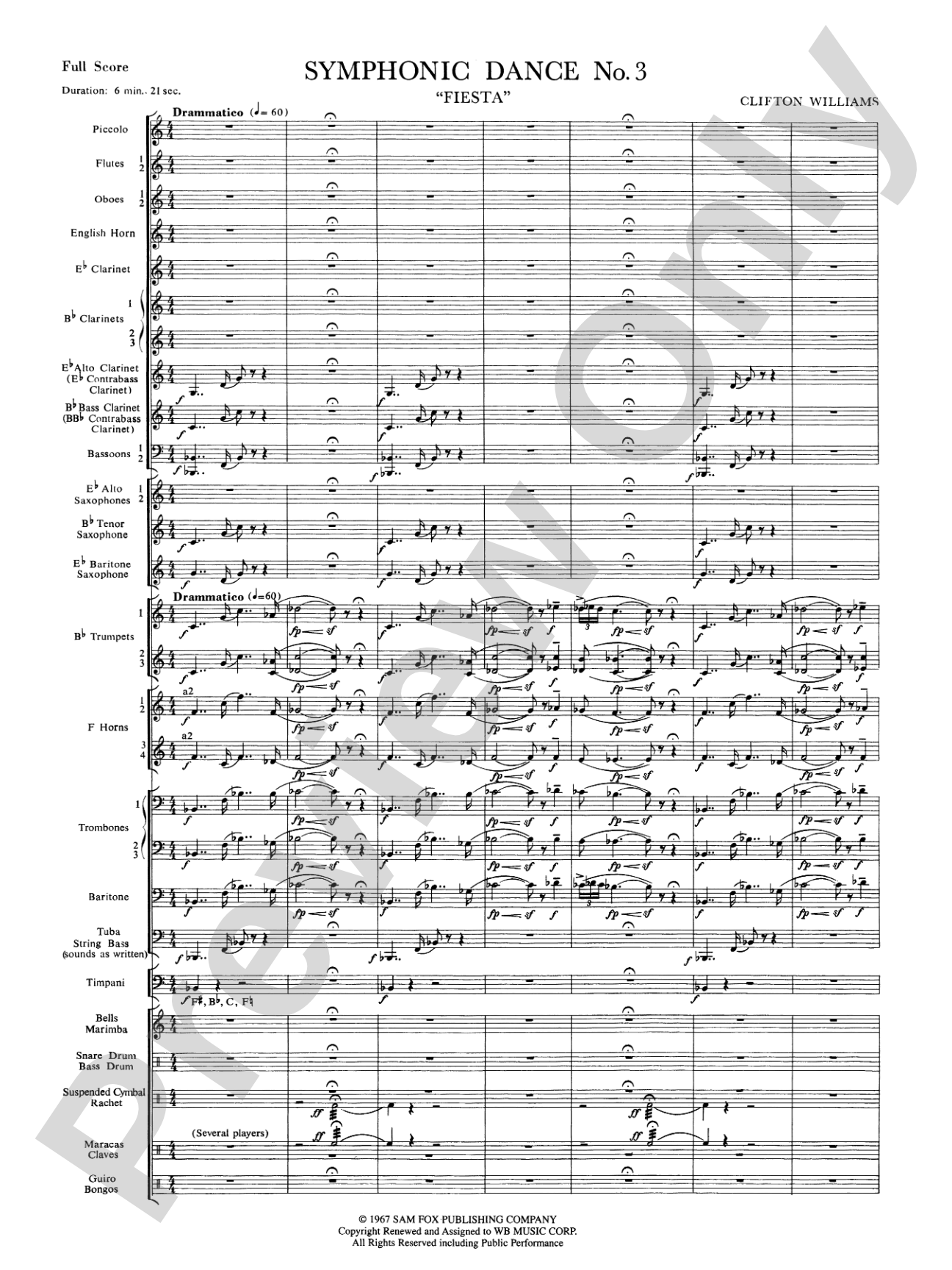 Symphonic Dance No. 3 ("Fiesta"): Concert Band Conductor Score & Parts