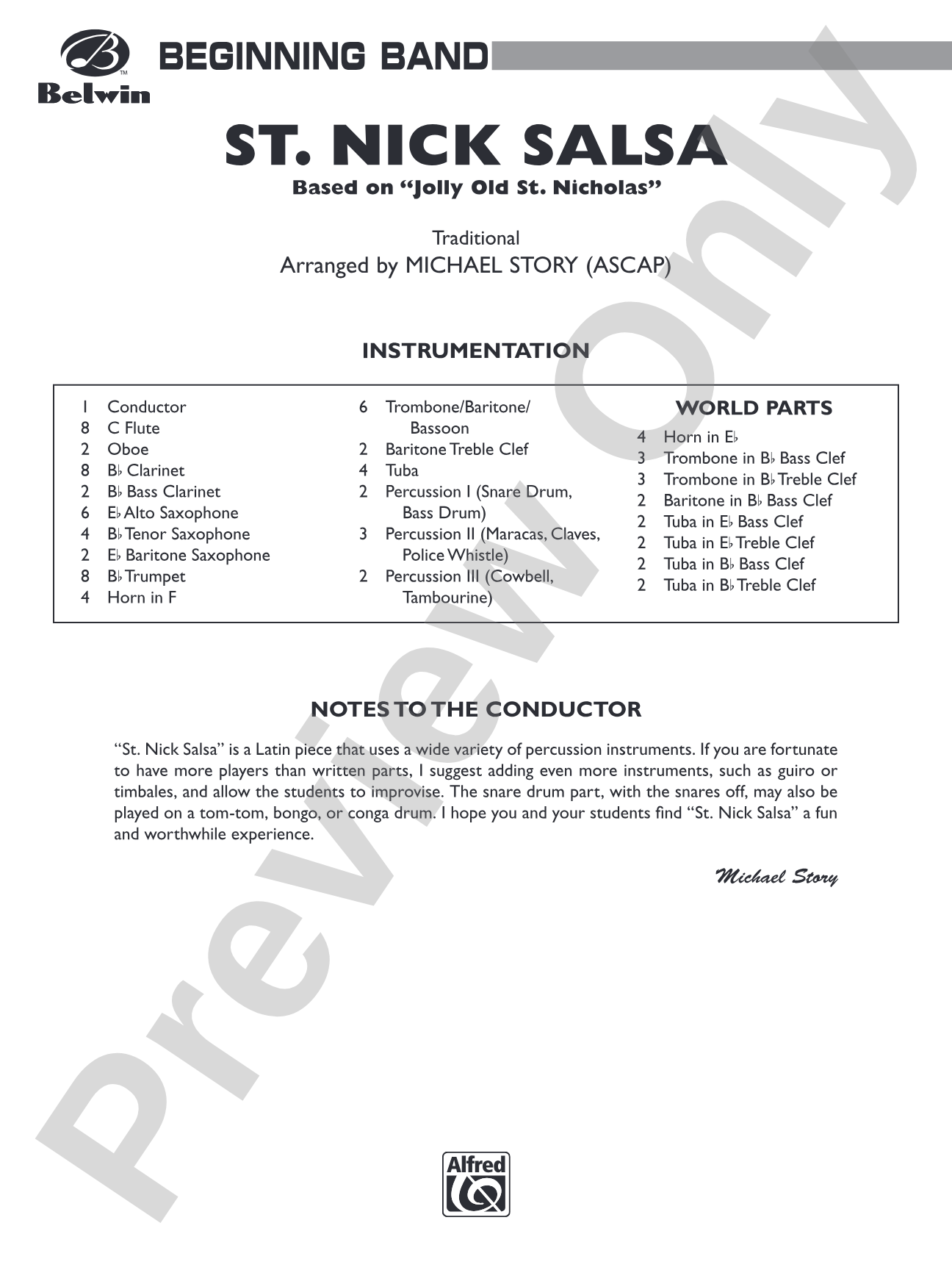 St. Nick Salsa: Concert Band Conductor Score & Parts
