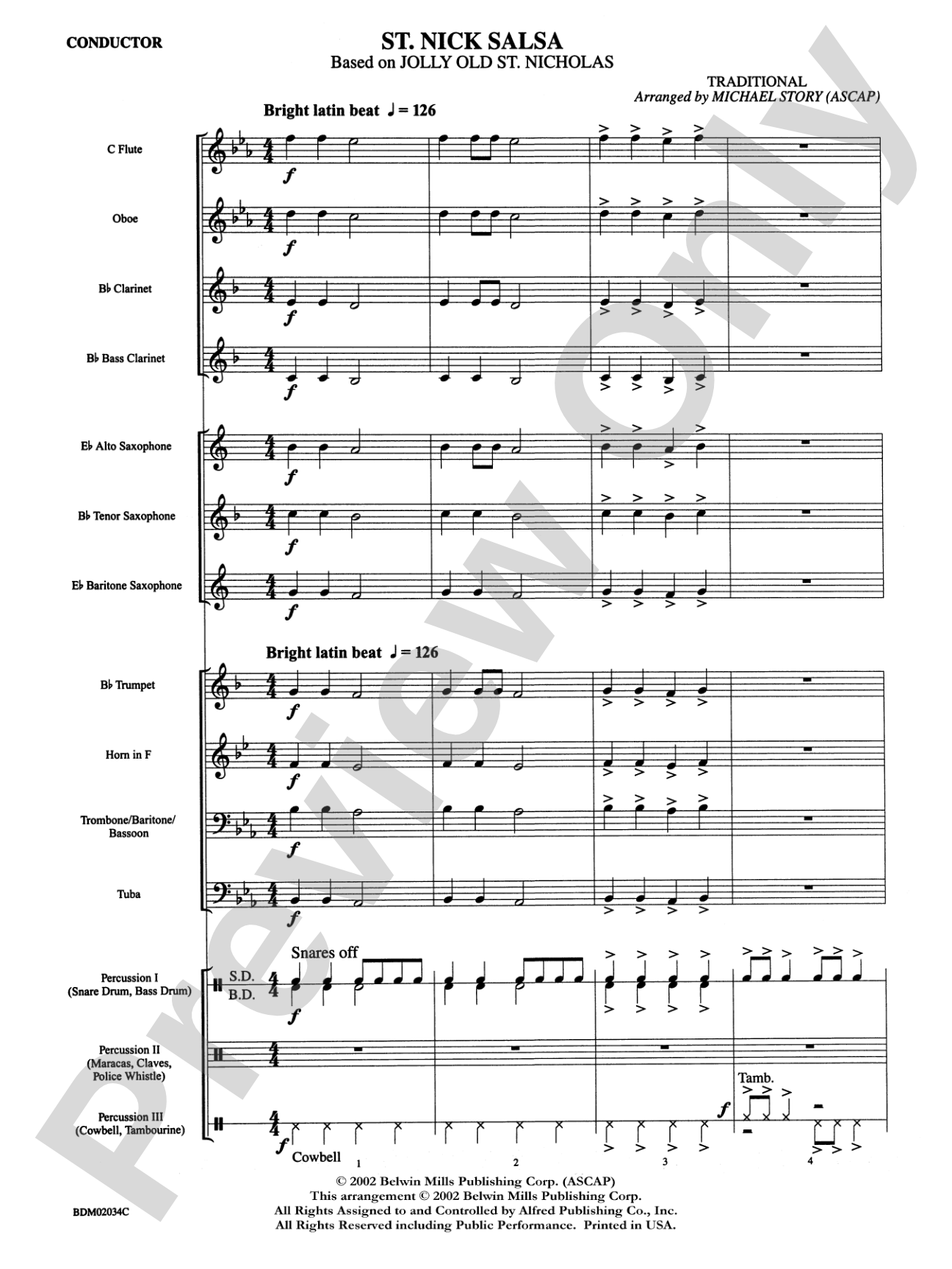 St. Nick Salsa: Concert Band Conductor Score & Parts
