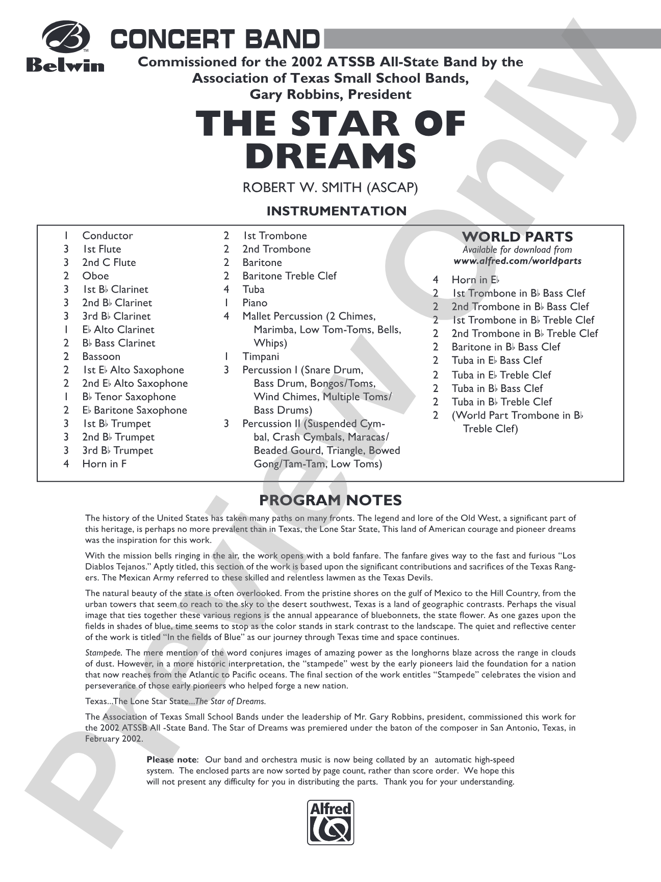 The Star of Dreams: Concert Band Conductor Score & Parts