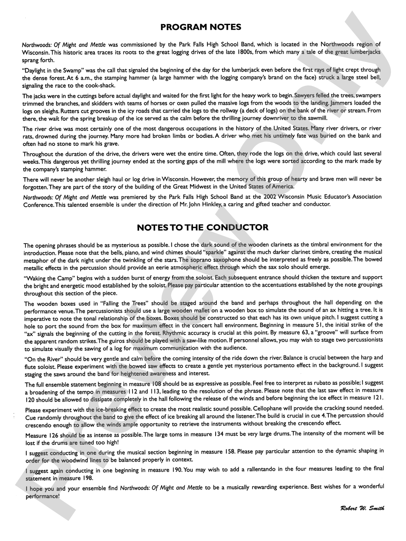 Northwoods: Of Might and Mettle: Concert Band Conductor Score & Parts