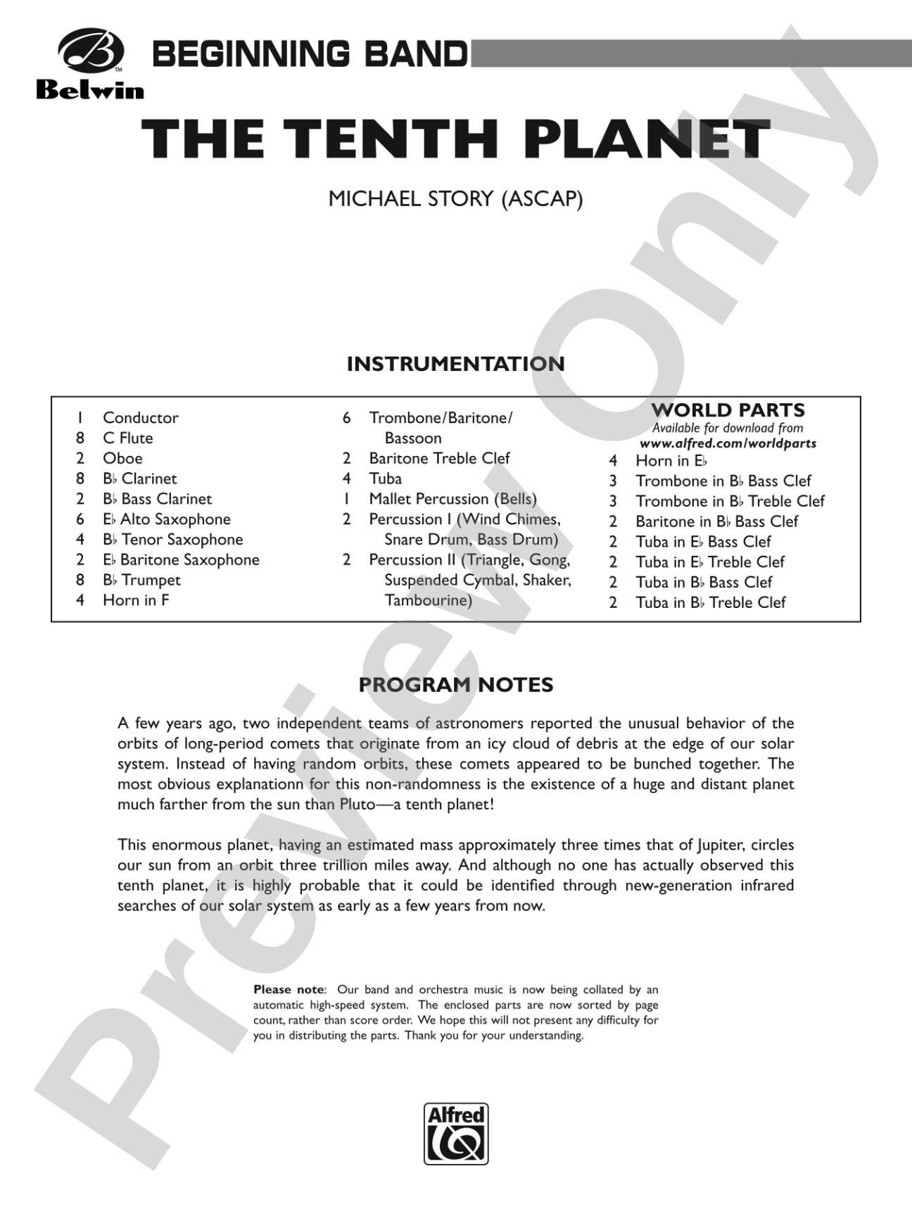 The Tenth Planet: Concert Band Conductor Score & Parts