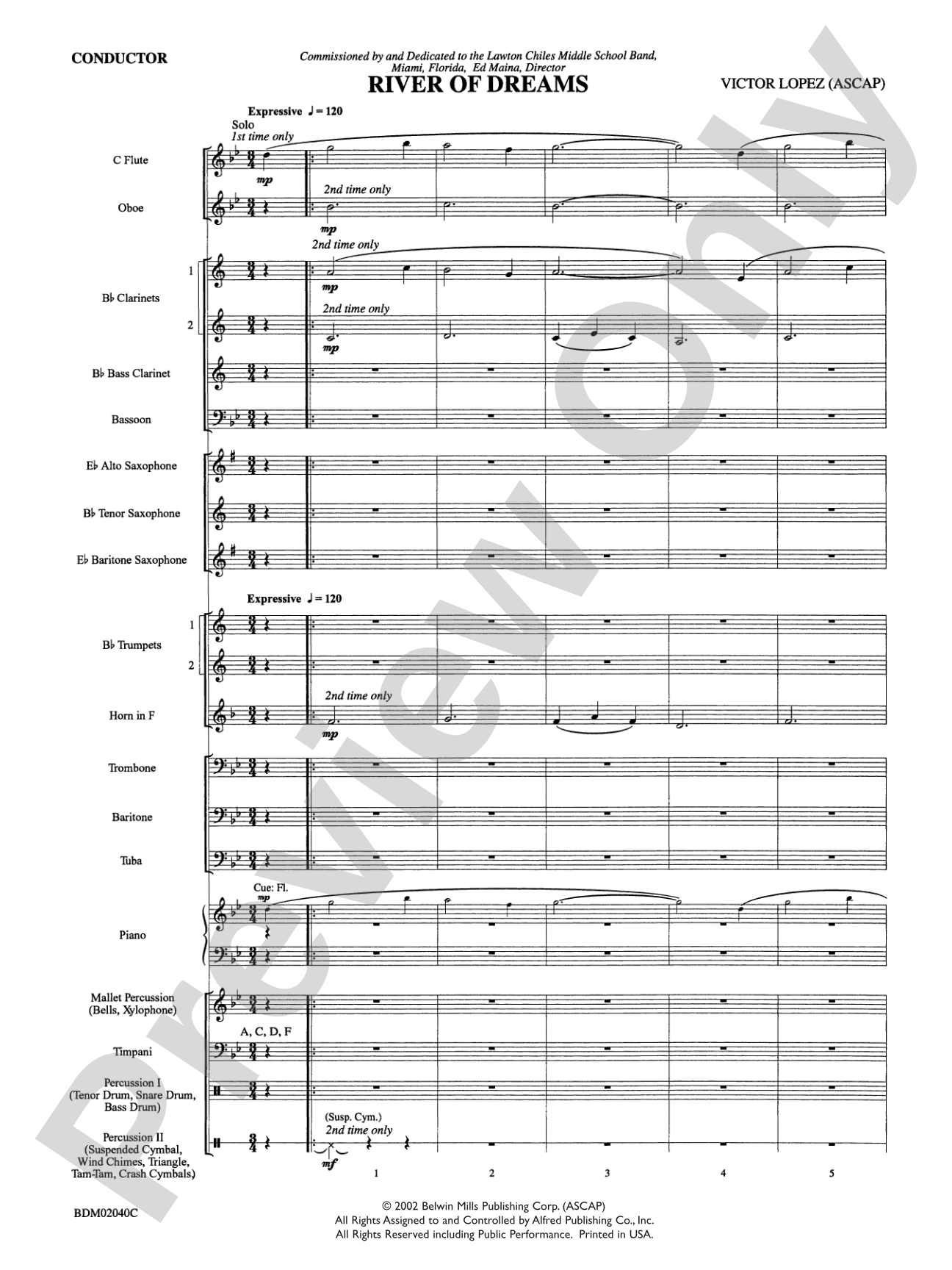 River of Dreams: Concert Band Conductor Score & Parts
