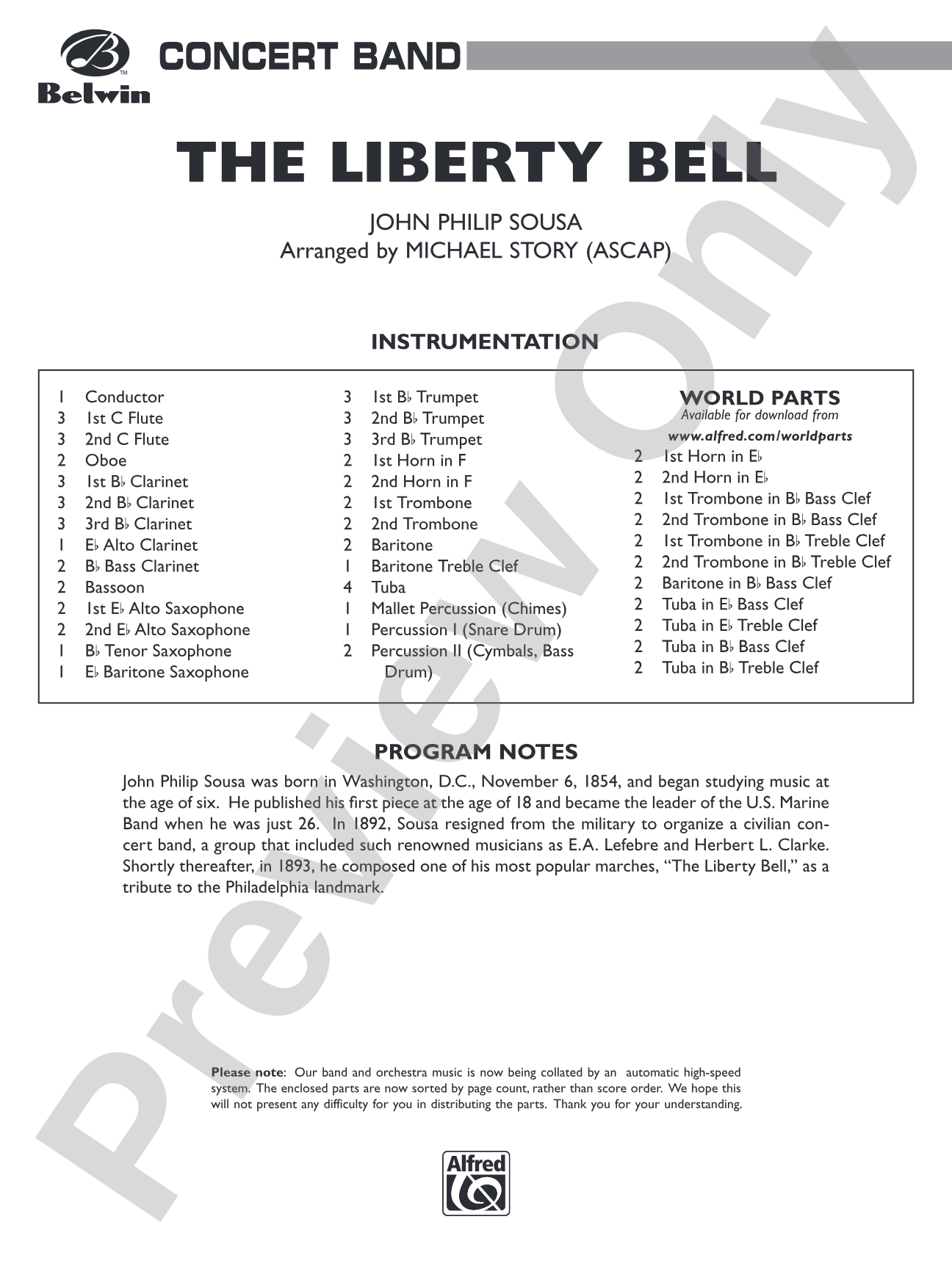 The Liberty Bell: Concert Band Conductor Score & Parts