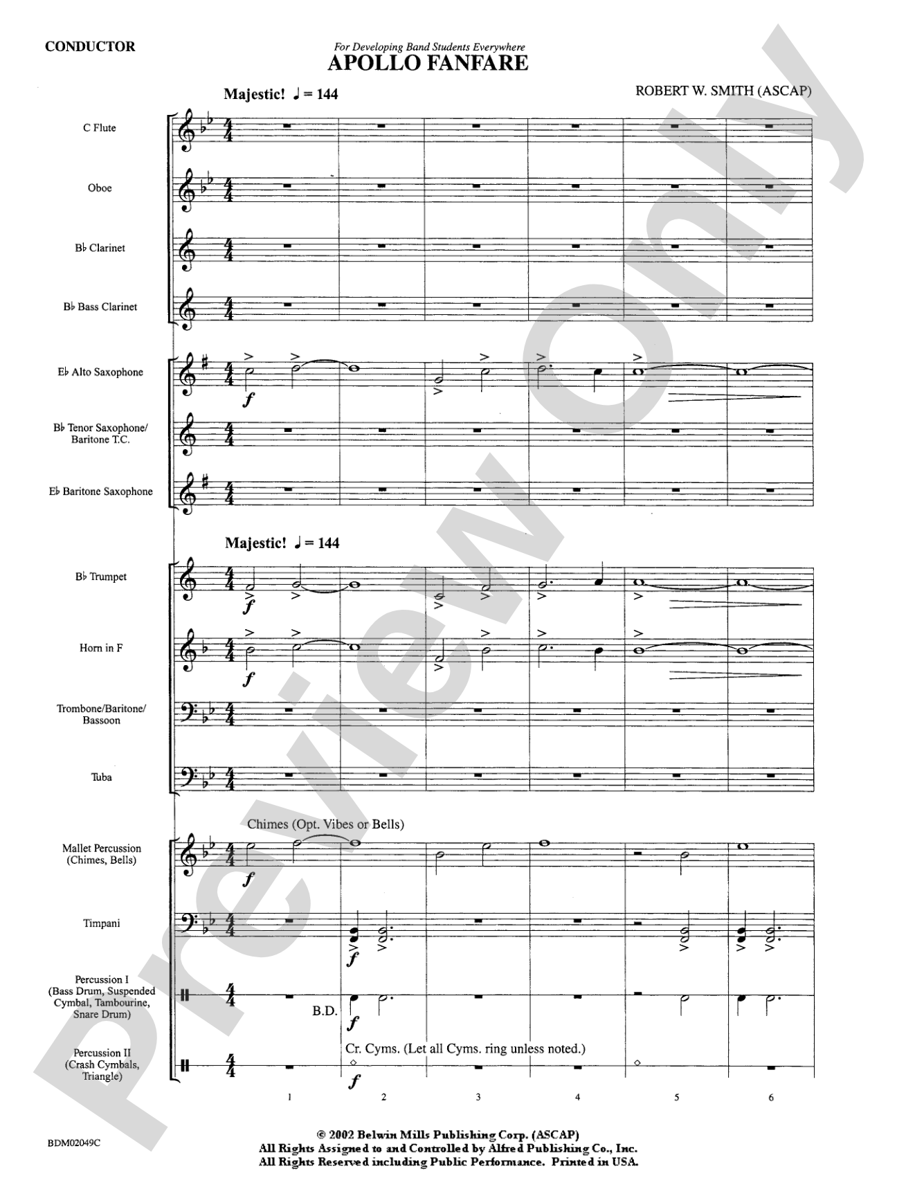 Apollo Fanfare: Concert Band Conductor Score & Parts
