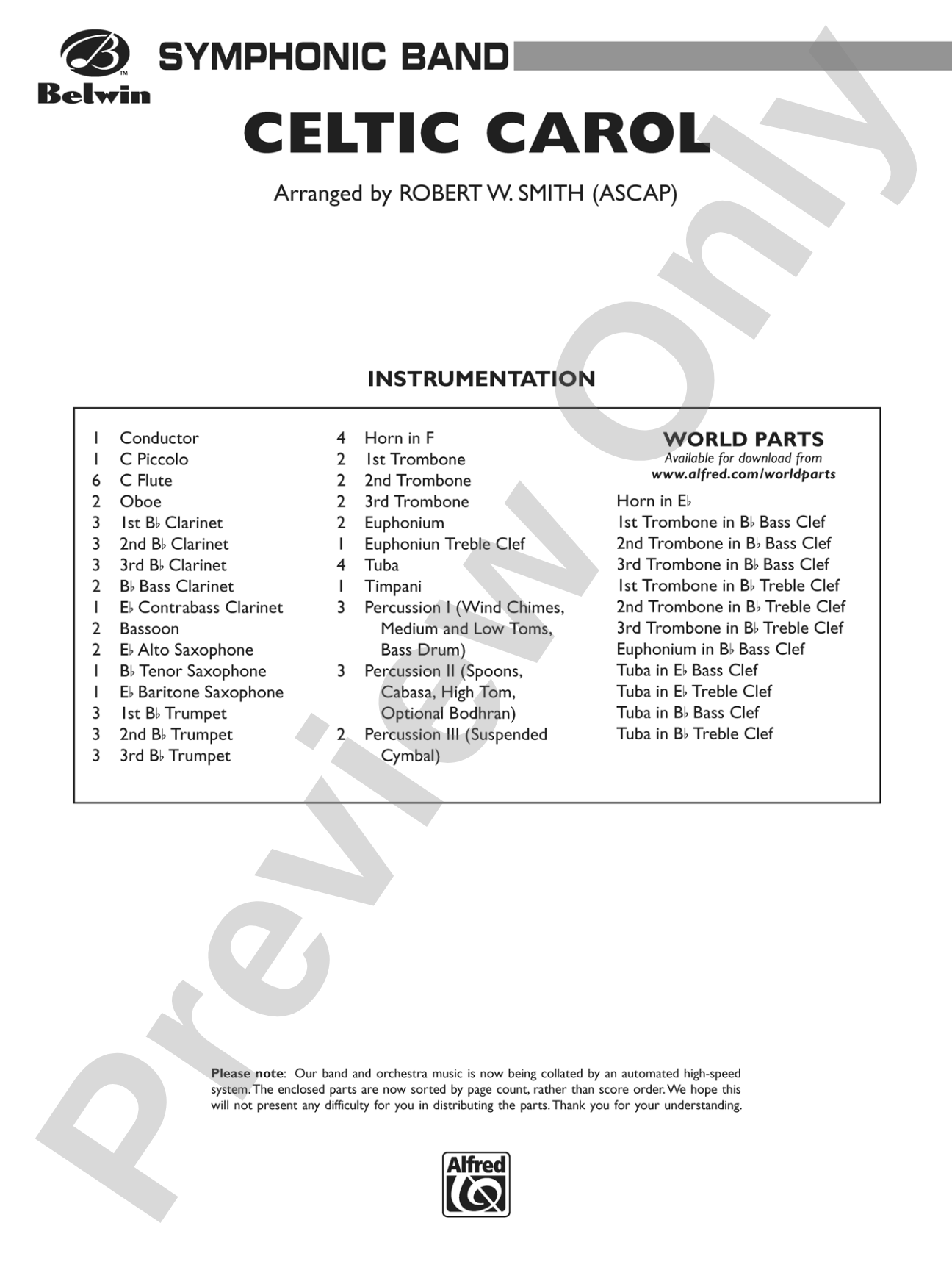 Celtic Carol: Concert Band Conductor Score & Parts