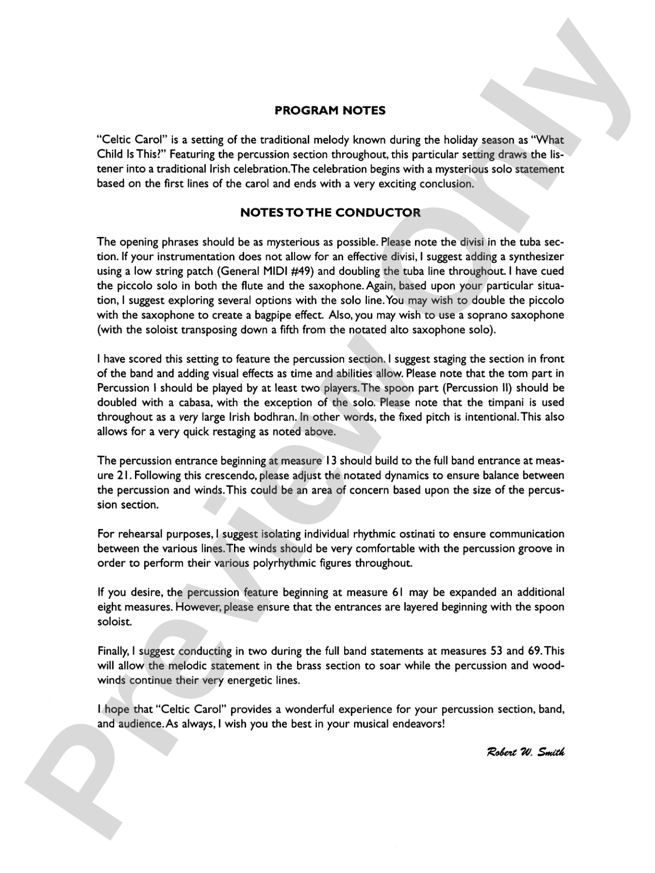 Celtic Carol: Concert Band Conductor Score & Parts