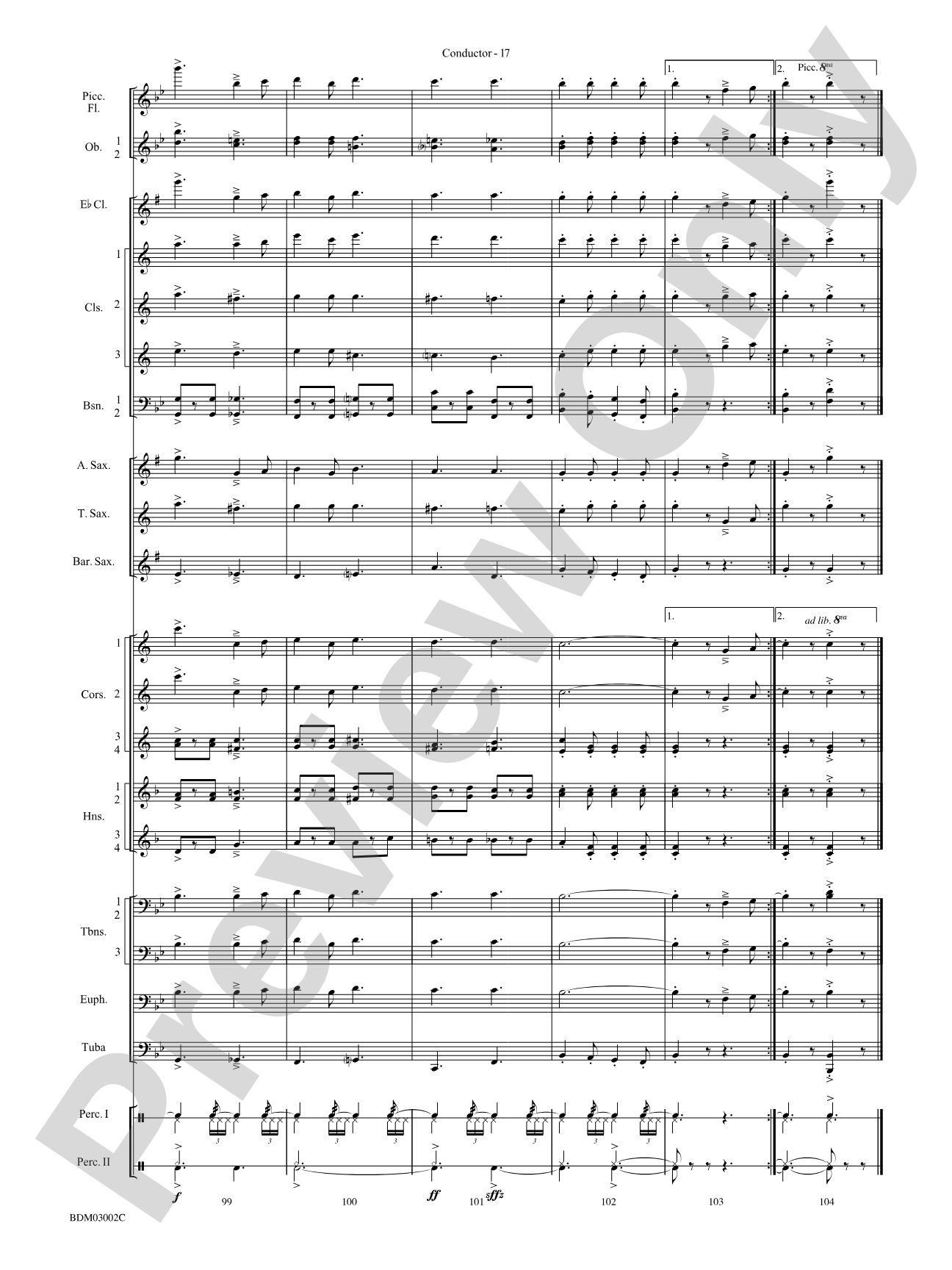 Sabre and Spurs (March of the American Cavalry): Concert Band Conductor Score & Parts