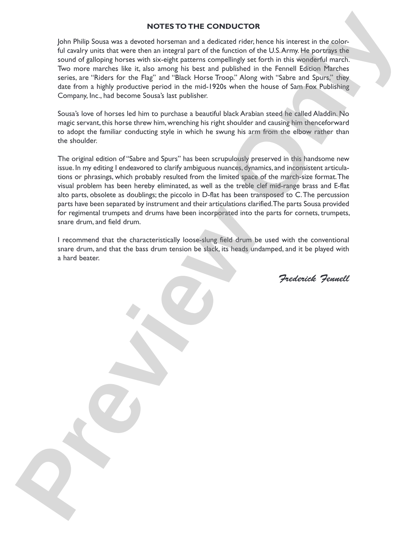 Sabre and Spurs (March of the American Cavalry): Concert Band Conductor Score & Parts