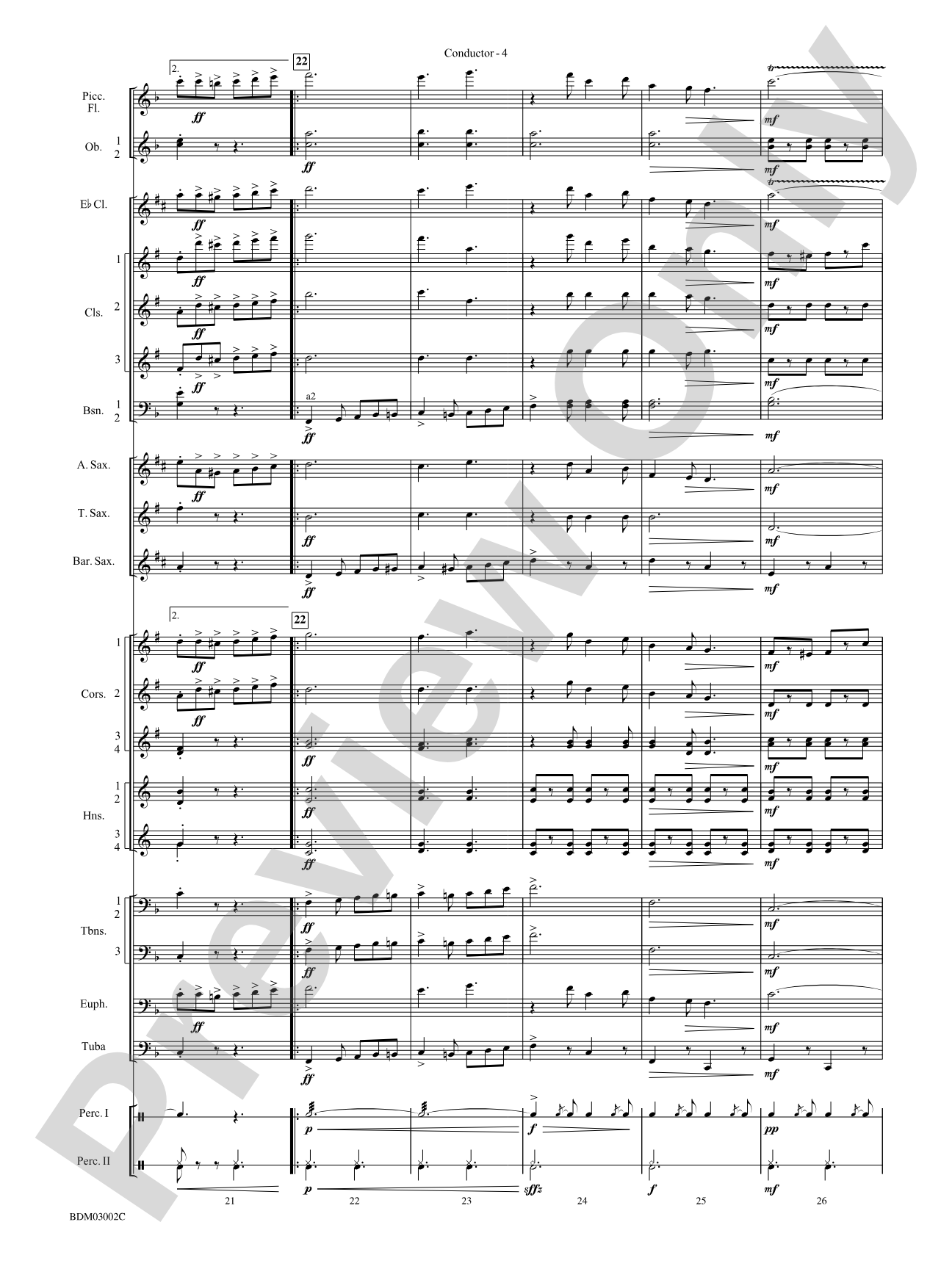 Sabre and Spurs (March of the American Cavalry): Concert Band Conductor Score & Parts