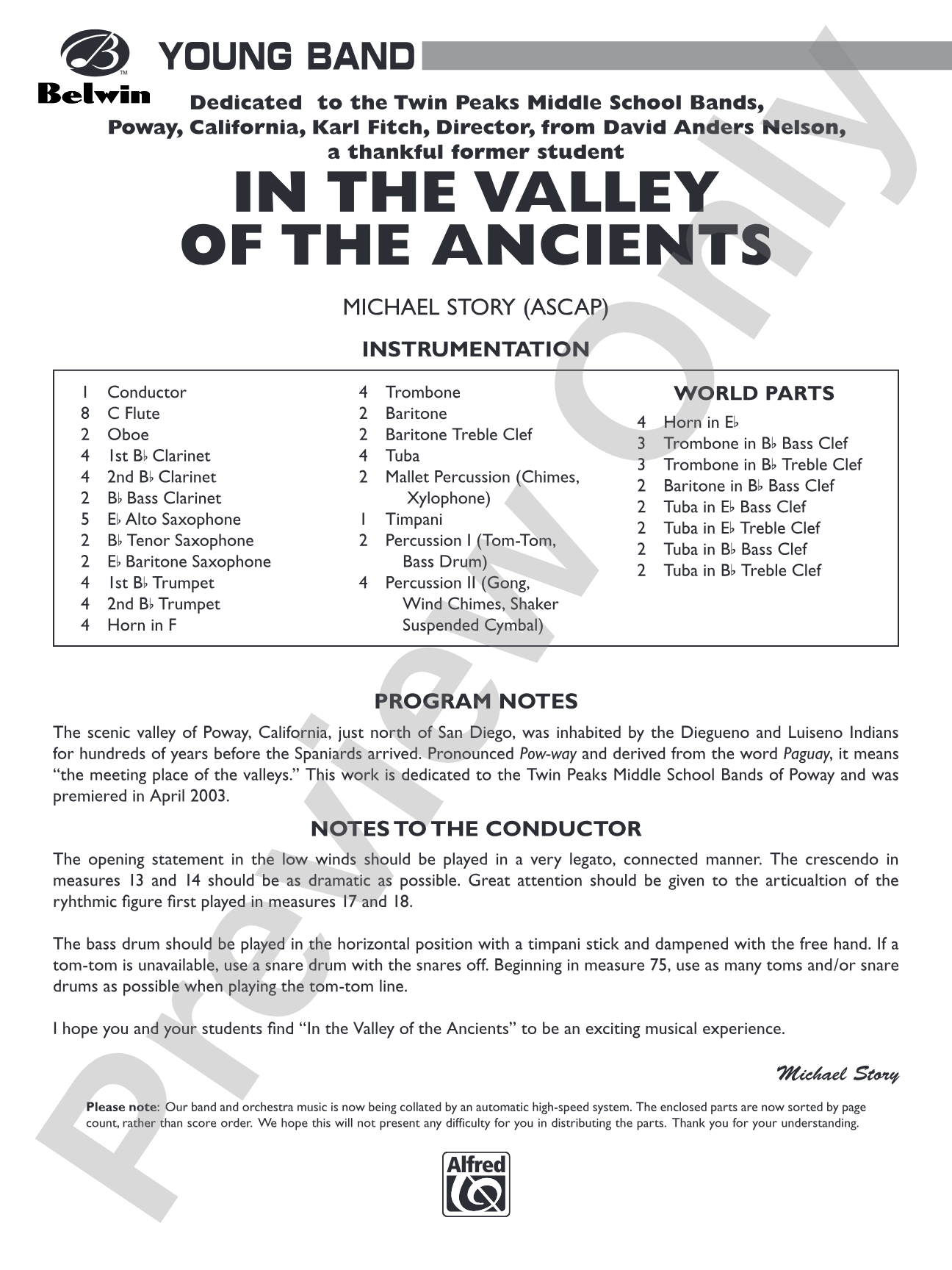 In the Valley of the Ancients: Concert Band Conductor Score & Parts