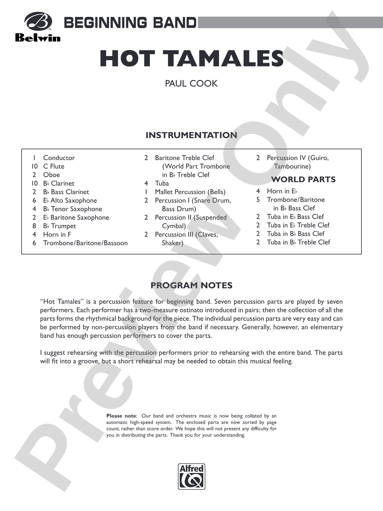 Hot Tamales (Percussion Feature): Concert Band Conductor Score & Parts
