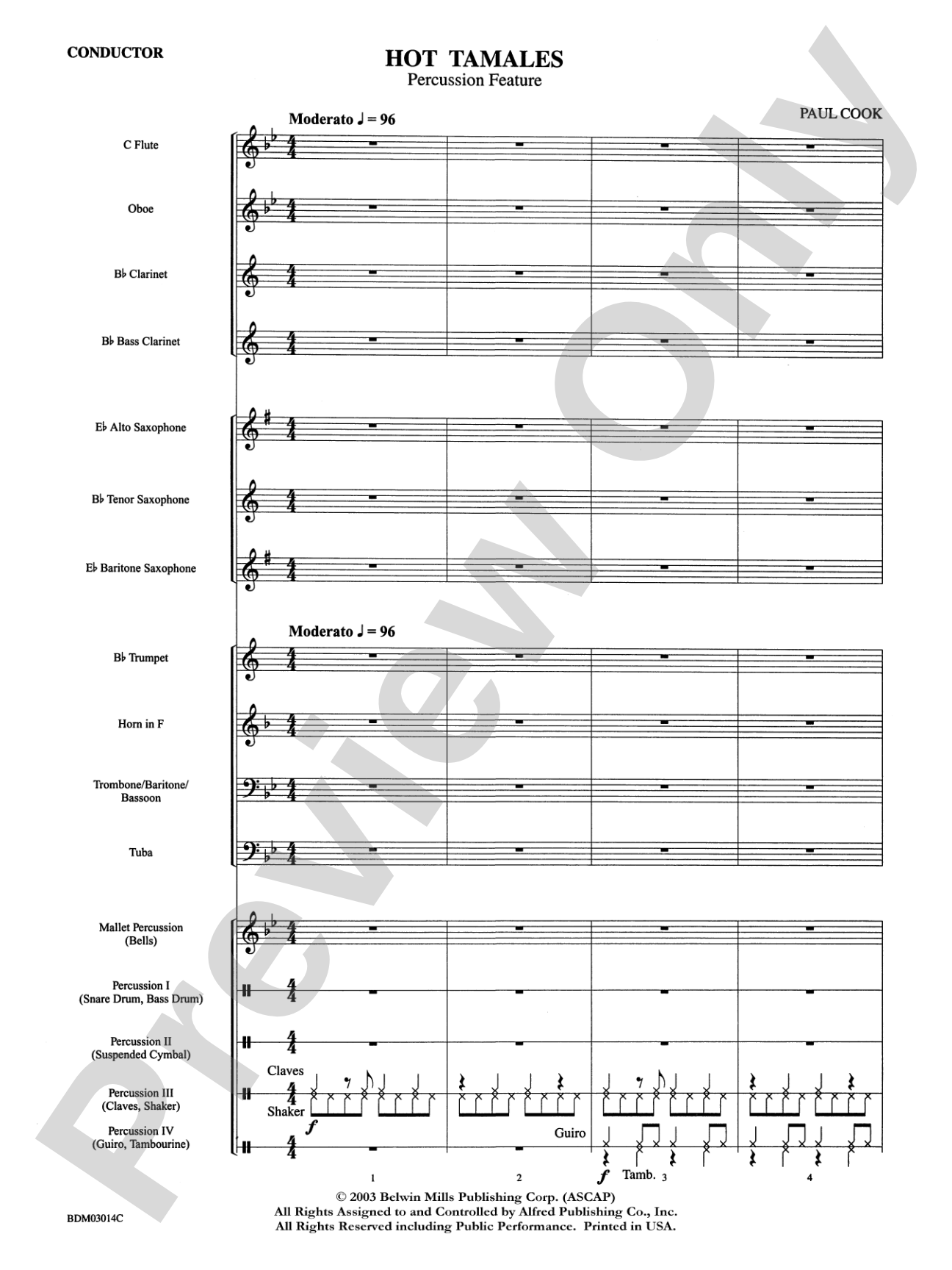 Hot Tamales (Percussion Feature): Concert Band Conductor Score & Parts
