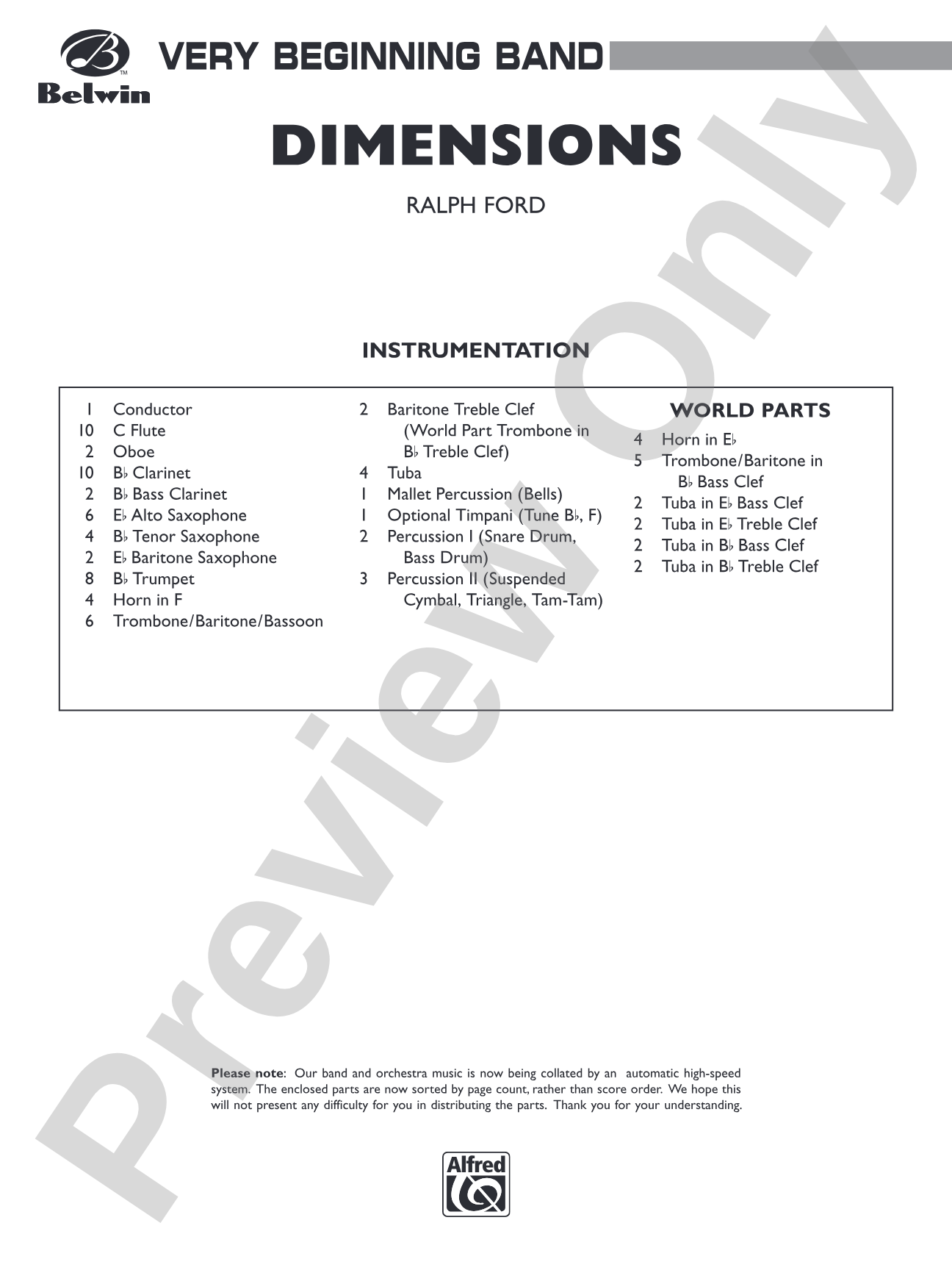 Dimensions: Concert Band Conductor Score & Parts