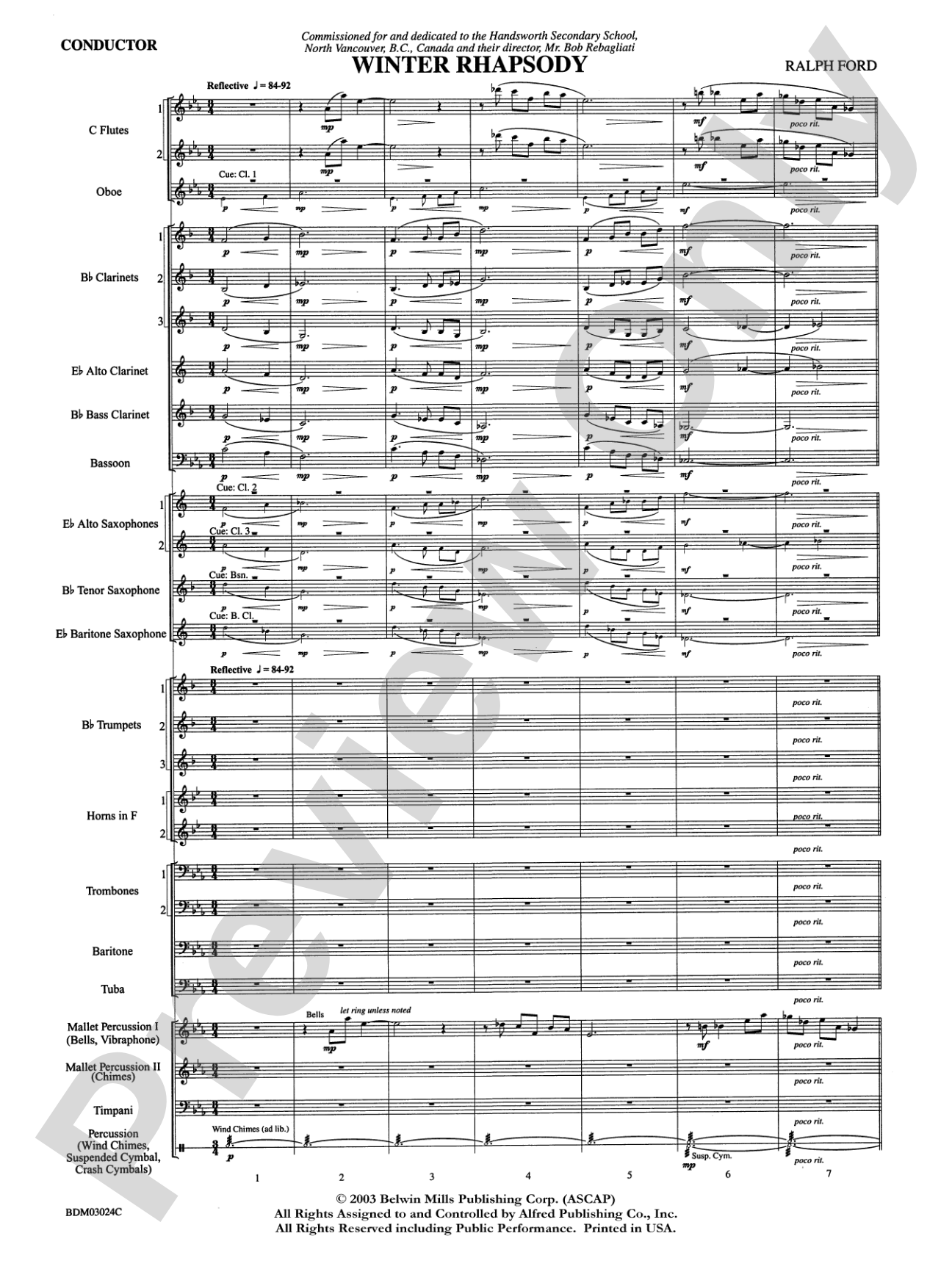 Winter Rhapsody: Concert Band Conductor Score & Parts