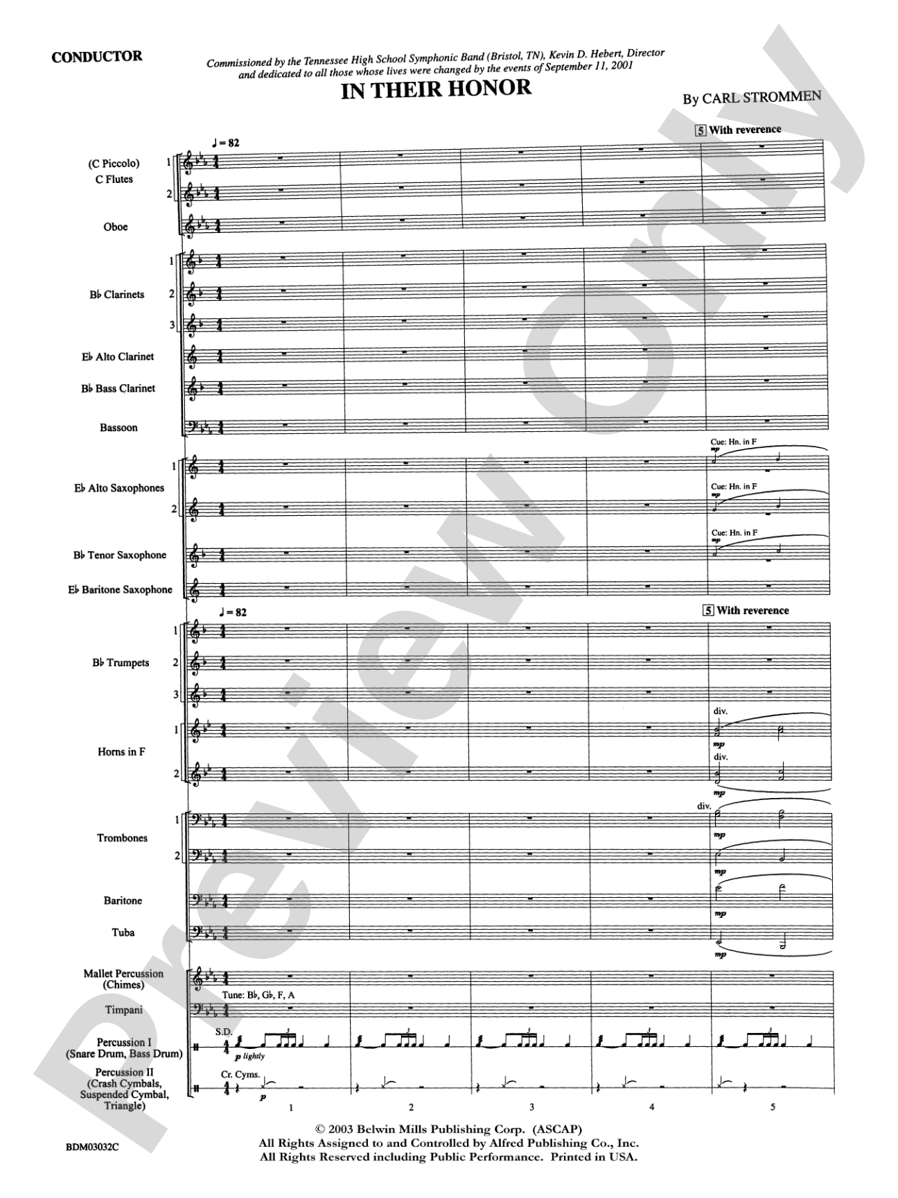 In Their Honor: Concert Band Conductor Score & Parts