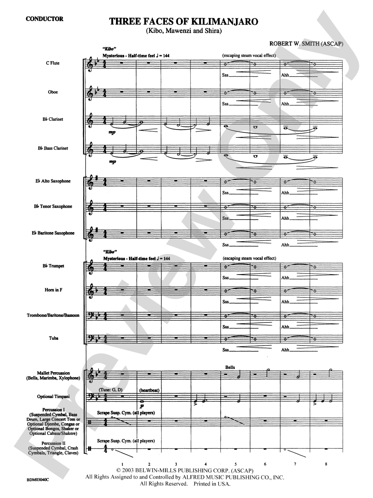 Three Faces of Kilimanjaro (Kibo, Mawenzi, and Shira): Concert Band Conductor Score & Parts