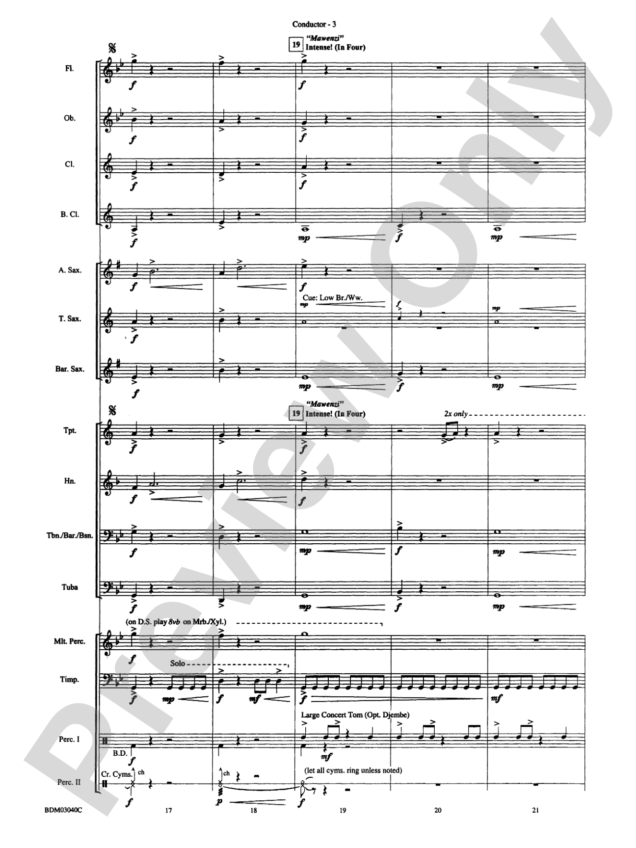 Three Faces of Kilimanjaro (Kibo, Mawenzi, and Shira): Concert Band Conductor Score & Parts