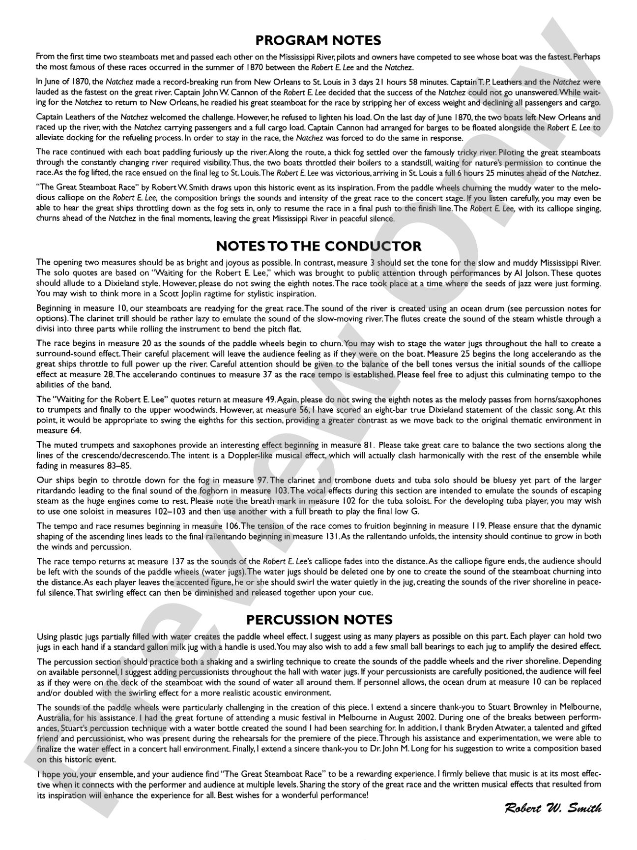 The Great Steamboat Race: Concert Band Conductor Score & Parts