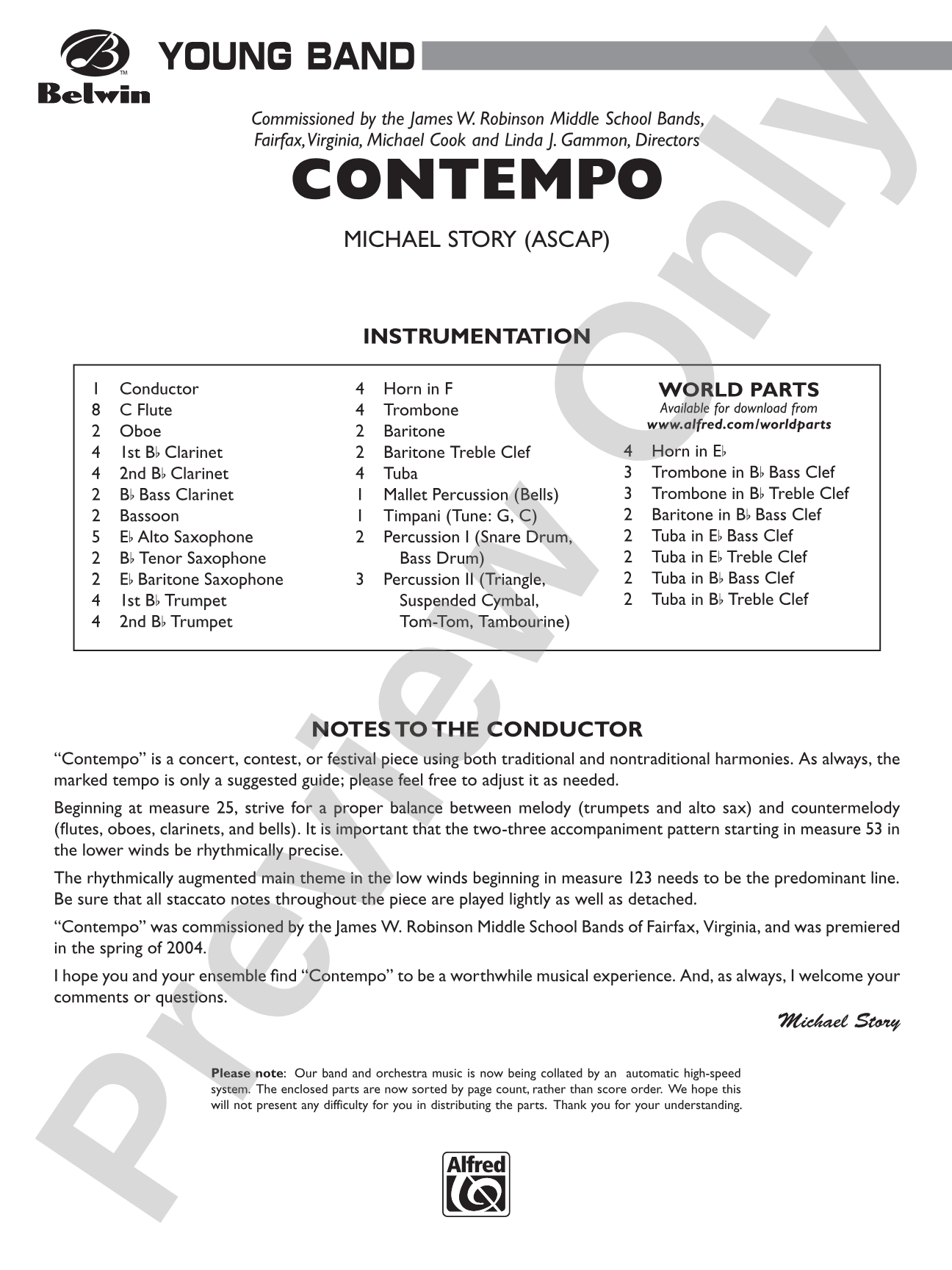 Contempo: Concert Band Conductor Score & Parts