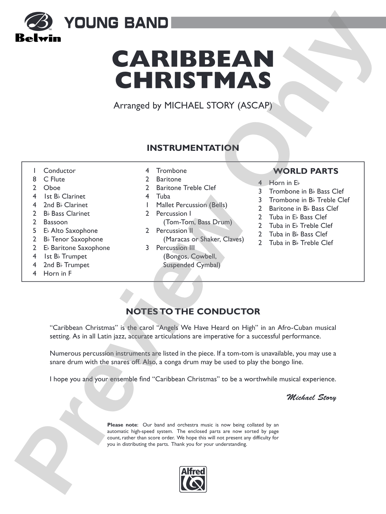 Caribbean Christmas: Concert Band Conductor Score & Parts